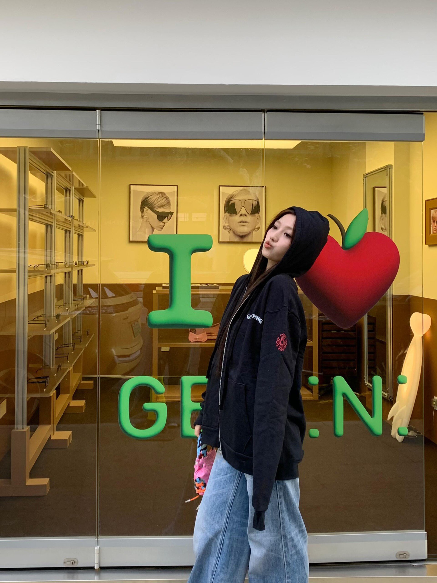Floral-Sleeve Logo Zip-Up Hoodie — product photograph
