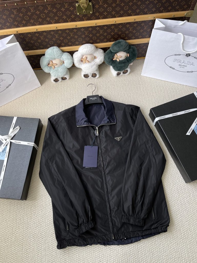 Triangle-Emblem Stand-Collar Zip Jacket — product photograph