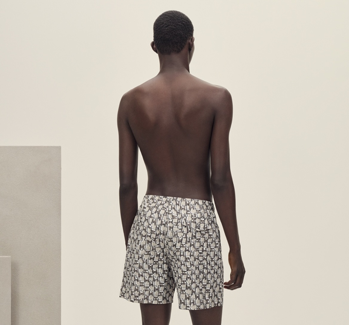 Geometric Print Drawstring Shorts — product photograph