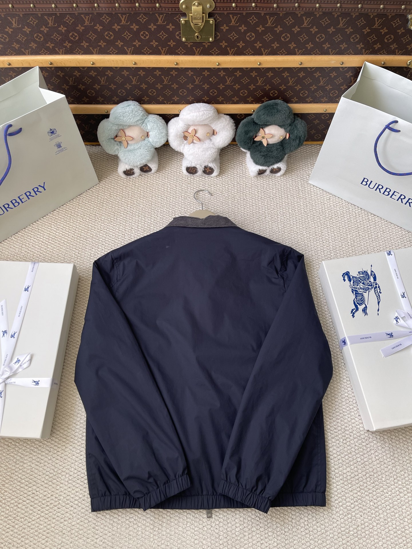 Contrast-Collar Horse-Logo Blouson — product photograph