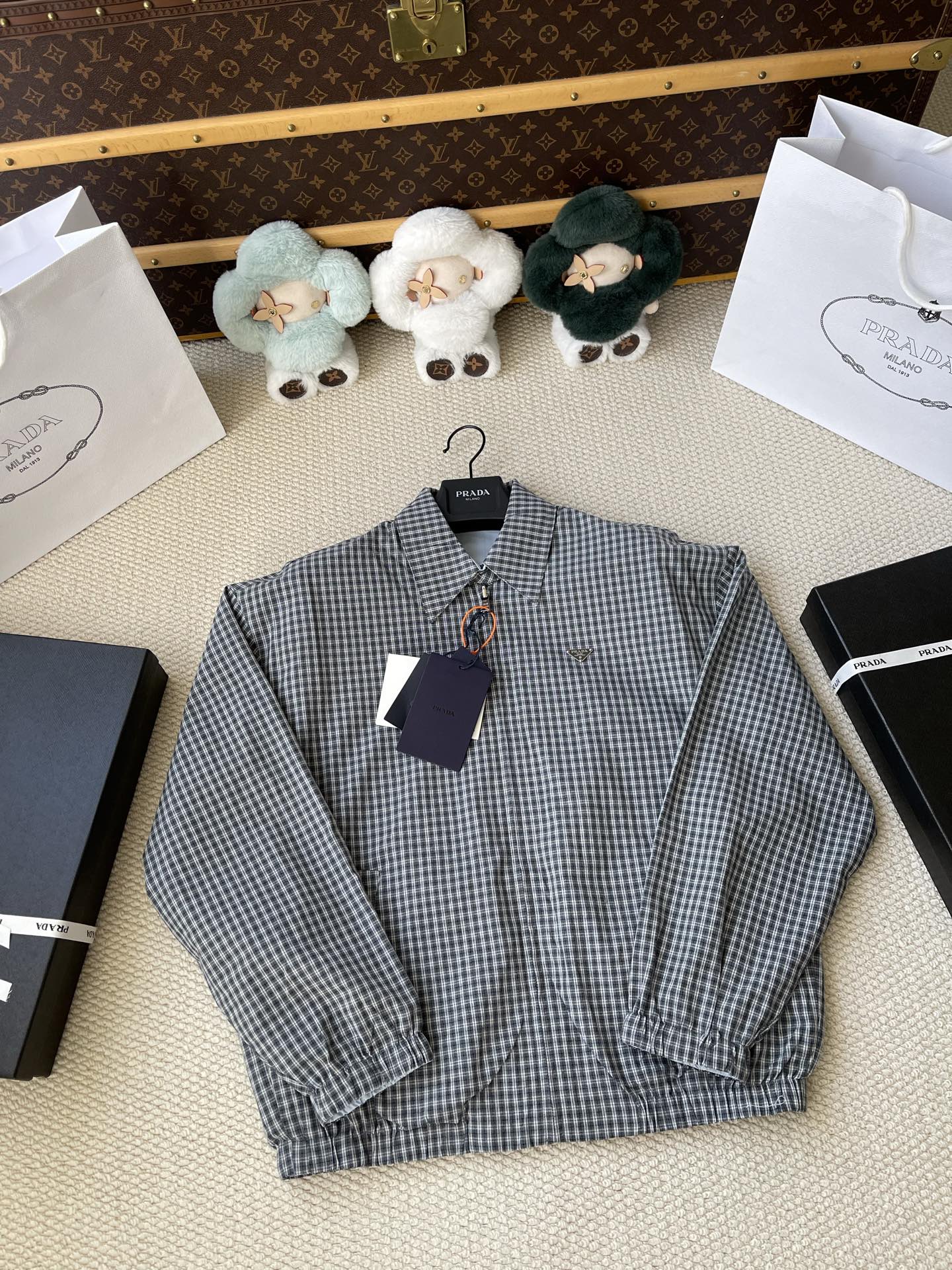 Gingham Zip-Front Jacket — product photograph