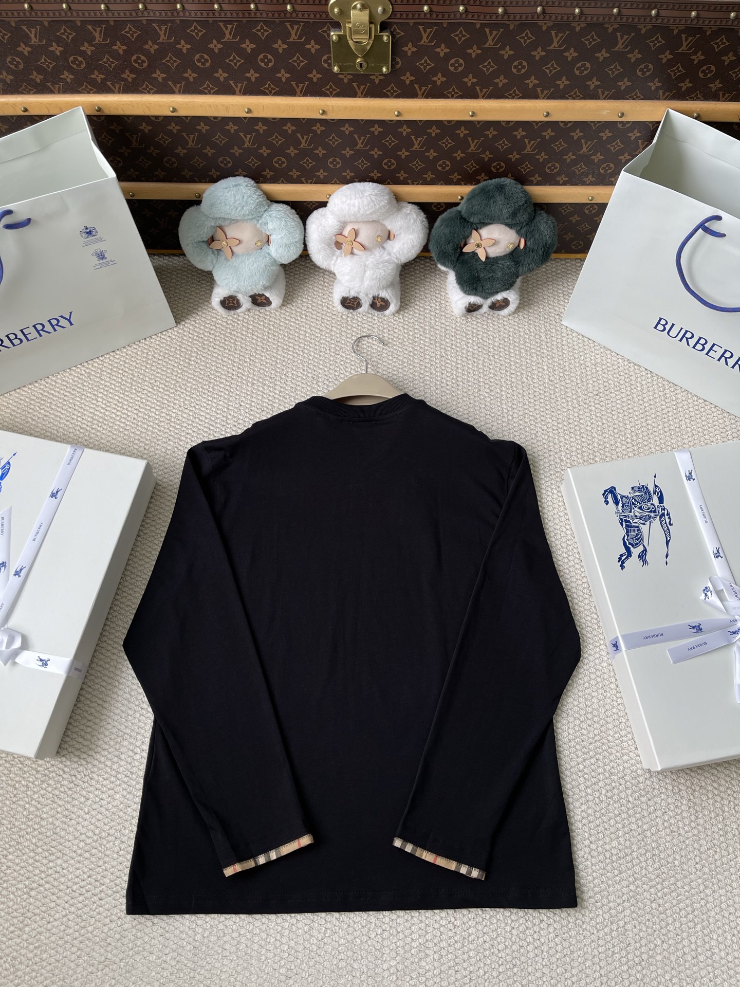 Check-Cuff Long-Sleeve Top — product photograph