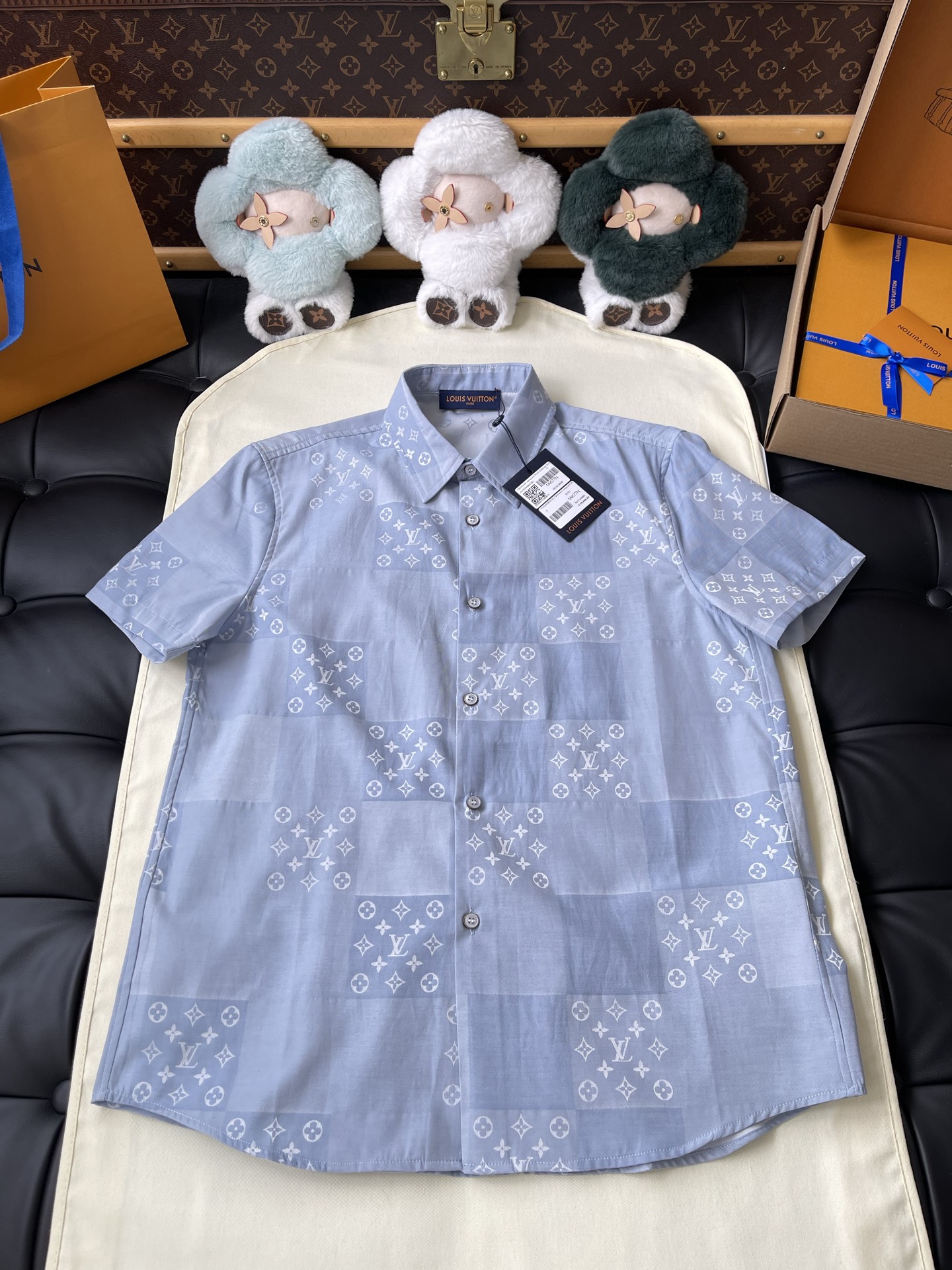Patchwork Monogram Short-Sleeve Shirt — product photograph