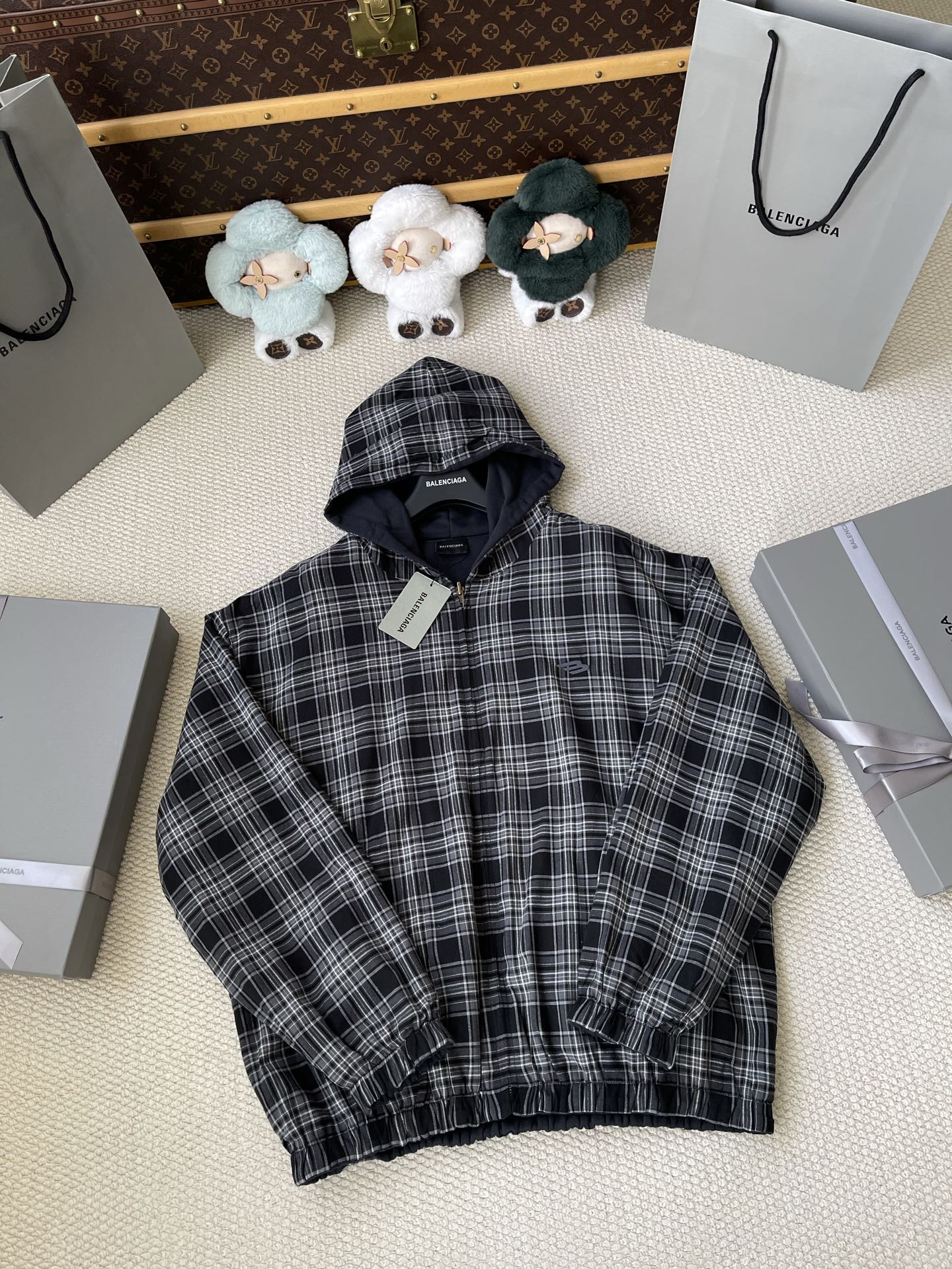 Plaid Zip Hooded Jacket — product photograph