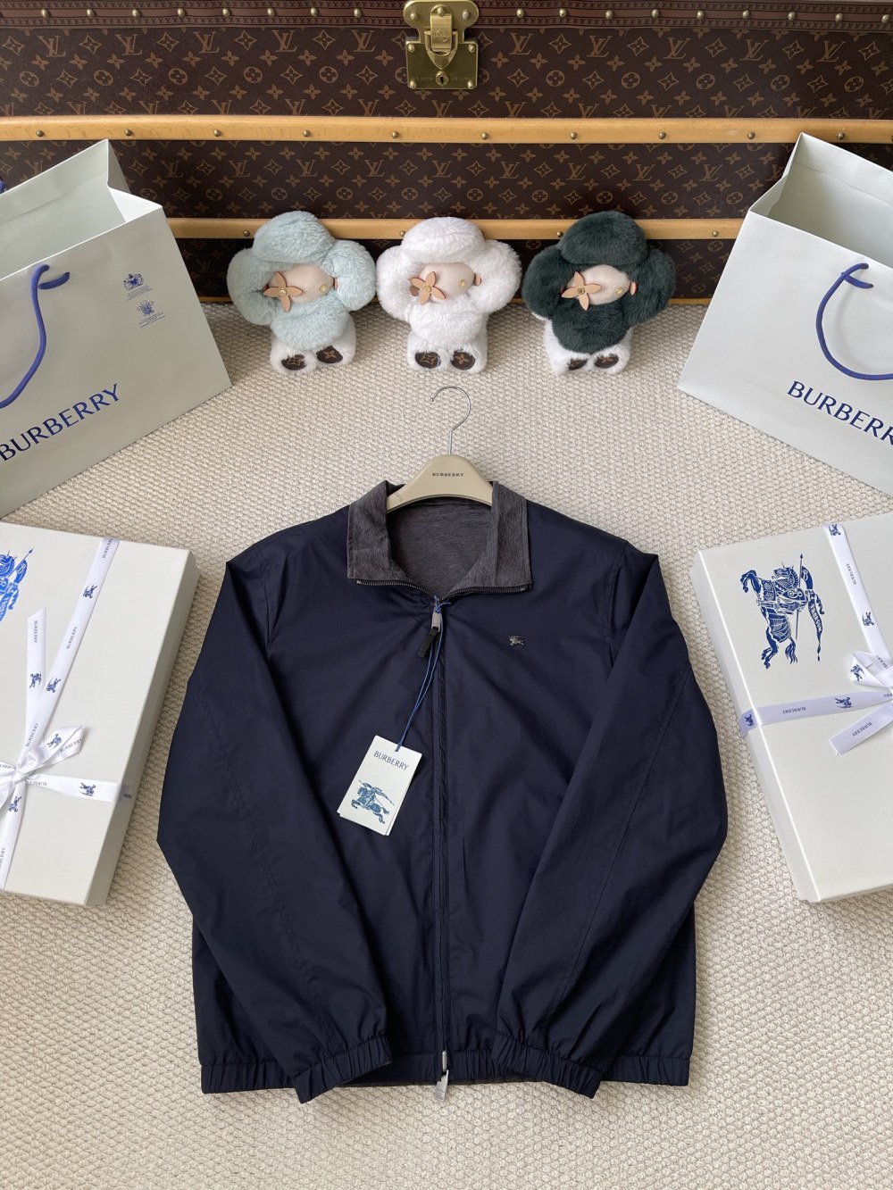 Contrast-Collar Horse-Logo Blouson — product photograph