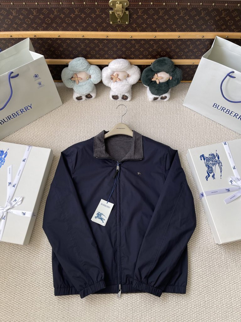 Contrast-Collar Horse-Logo Blouson — product photograph