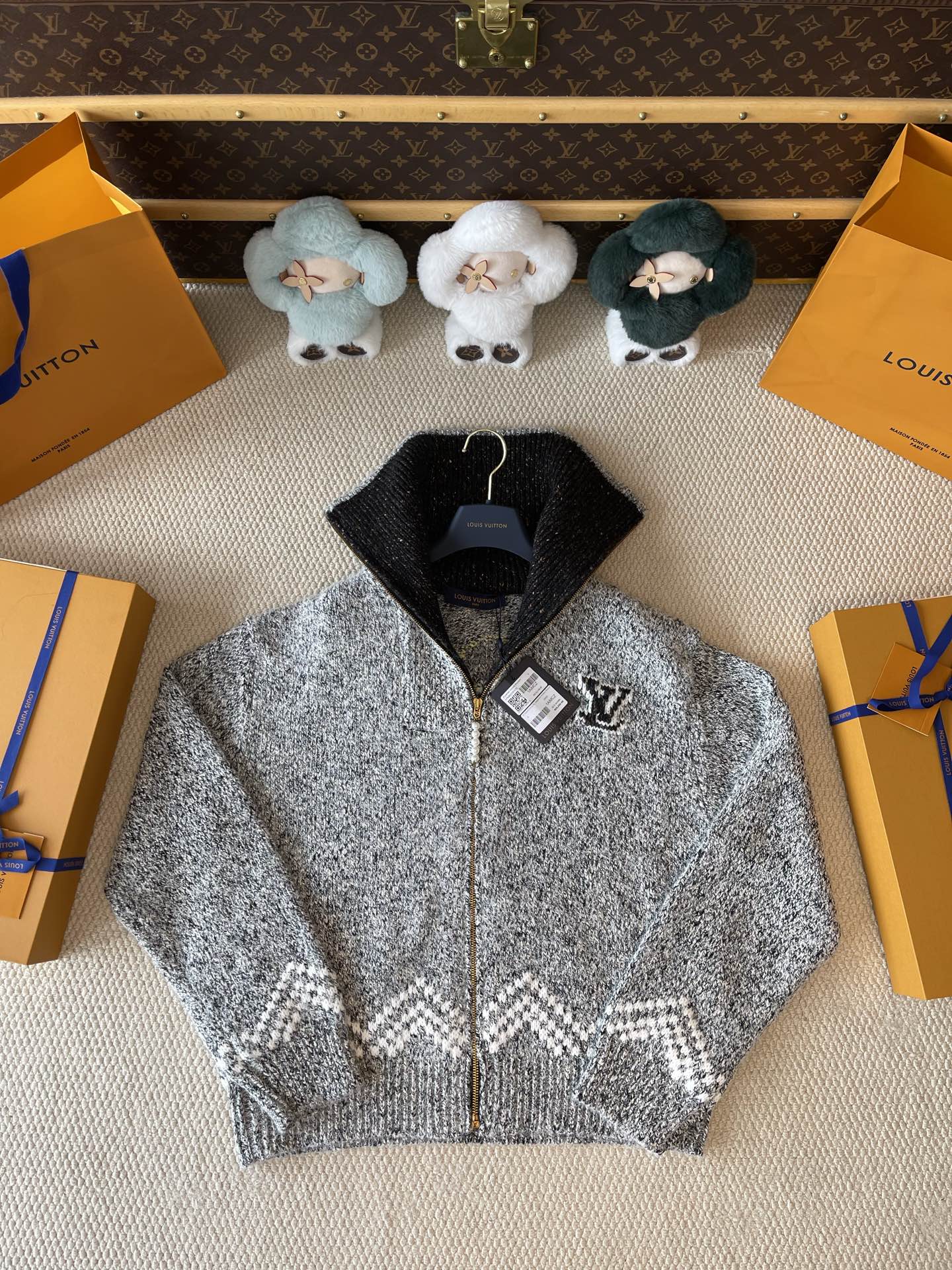 Chevron-Hem Hooded Zip Cardigan — product photograph