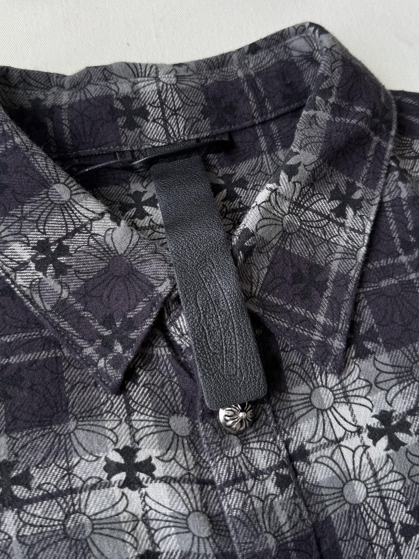 Cross-Motif Plaid Long-Sleeve Shirt — product photograph