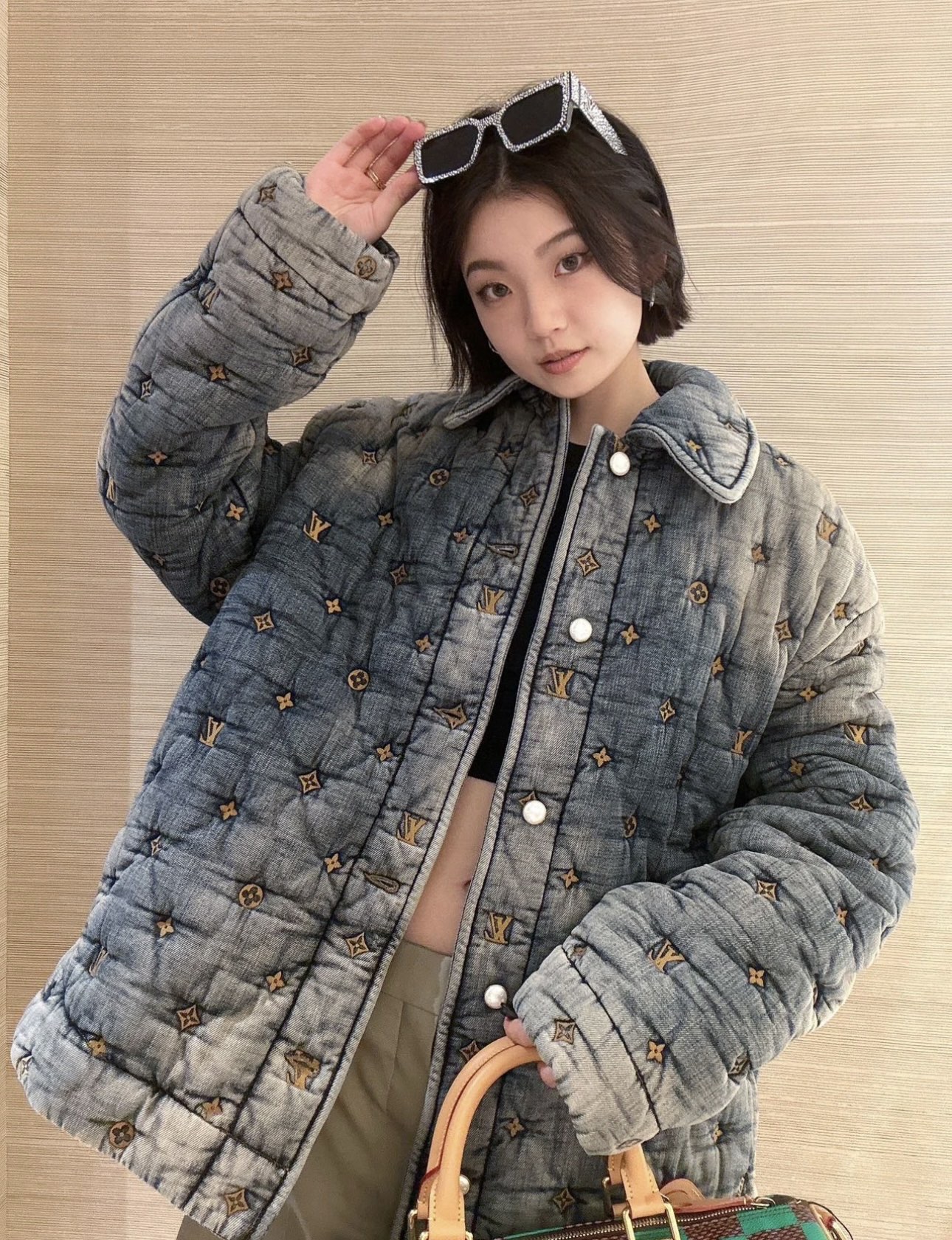 Monogram Quilted Denim Jacket — product photograph