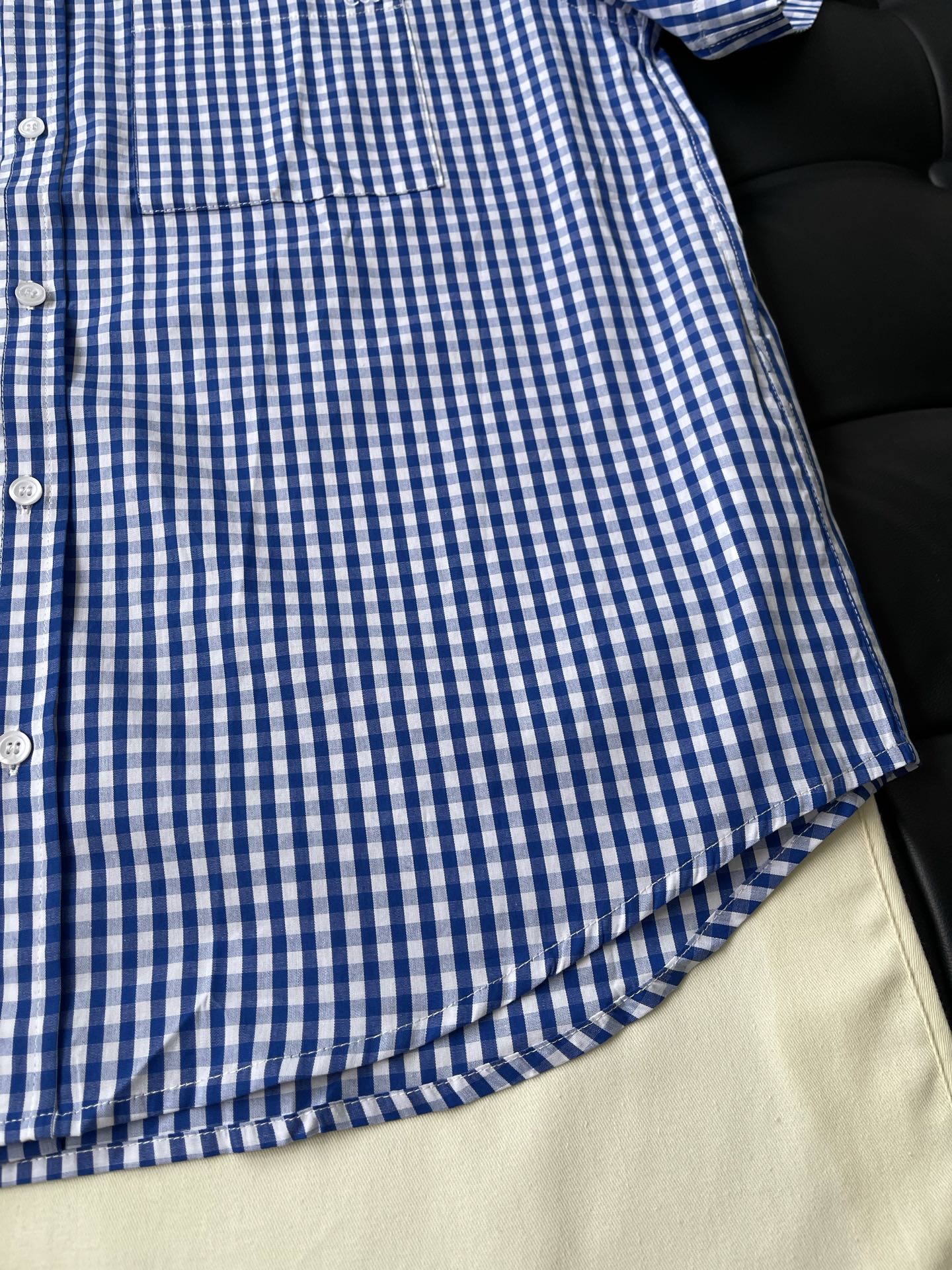 Gingham Short-Sleeve Button Shirt — product photograph