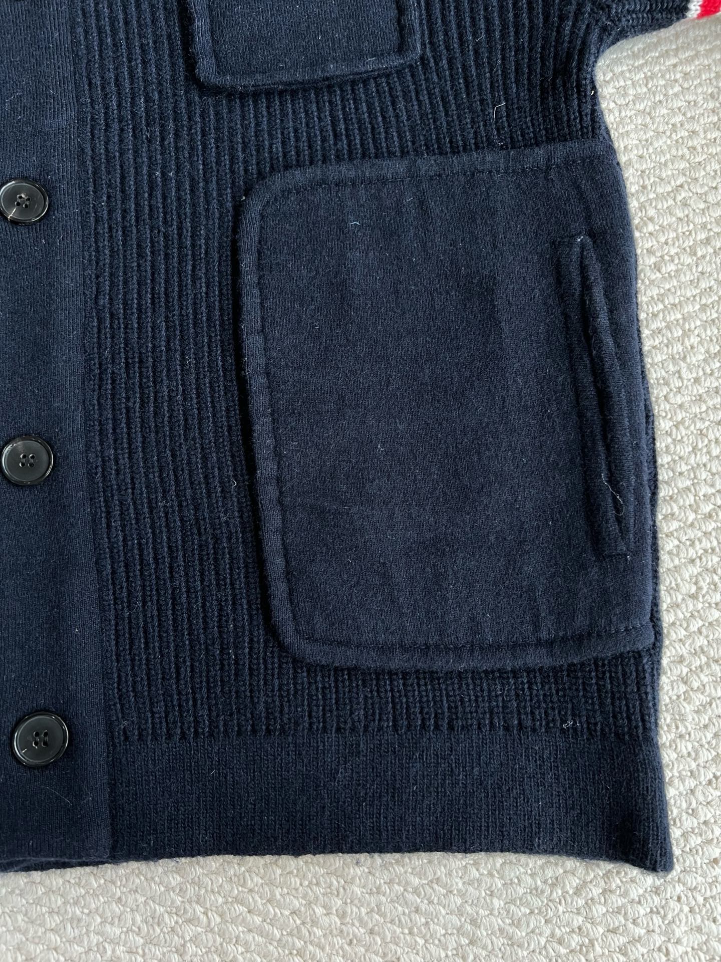 Ribbed Tricolor-Arm Utility Cardigan — product photograph