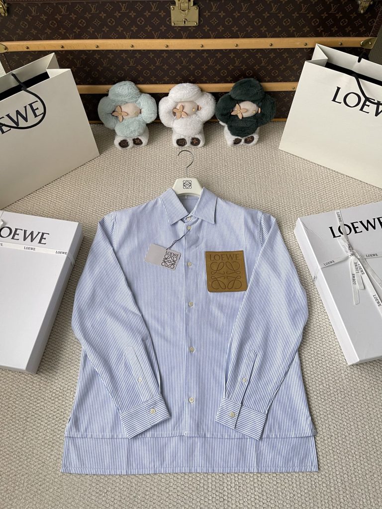 Anagram-Patch Striped Shirt — product photograph