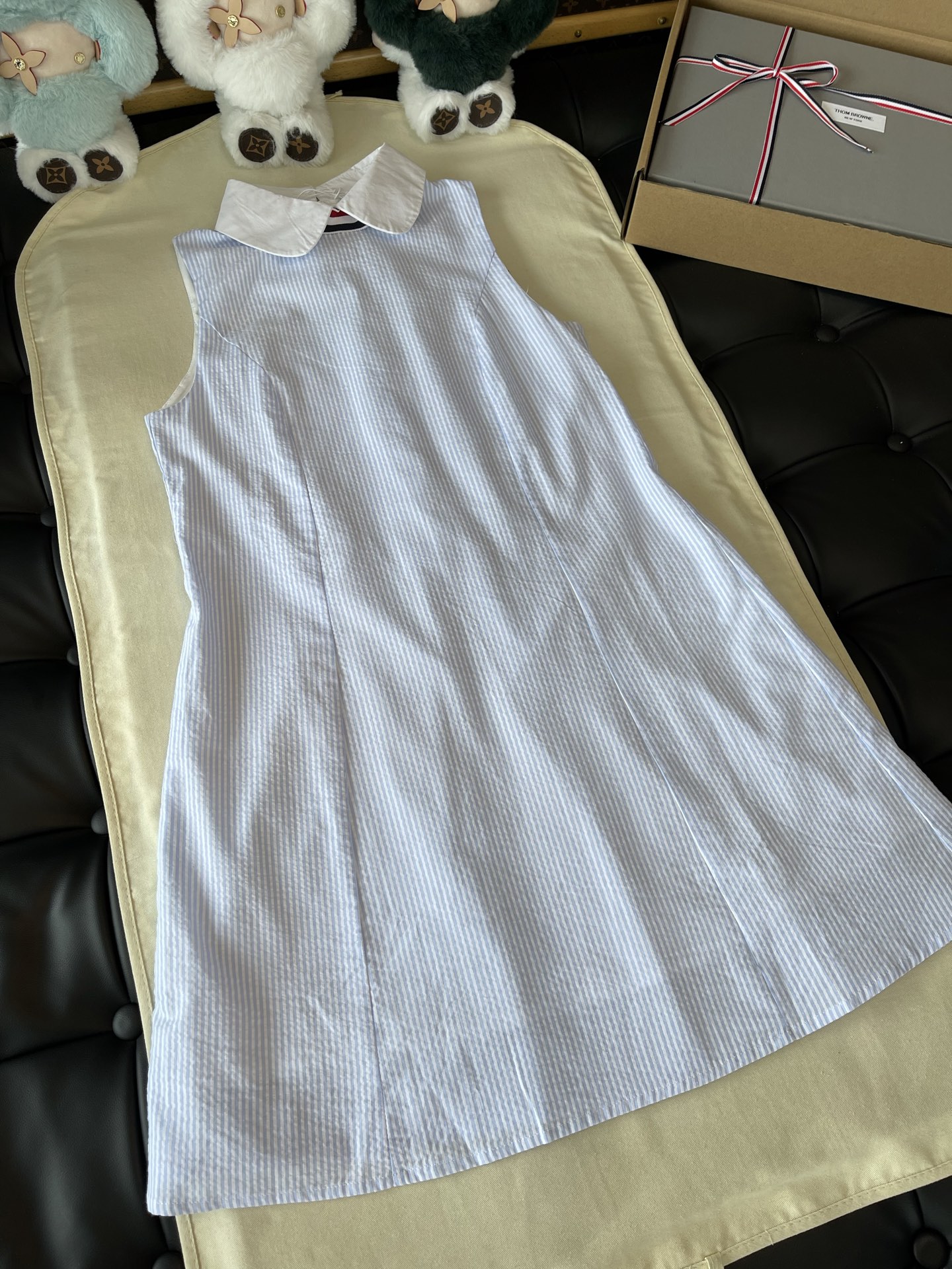 Ribbon-Tie Sleeveless Shirt Dress — product photograph