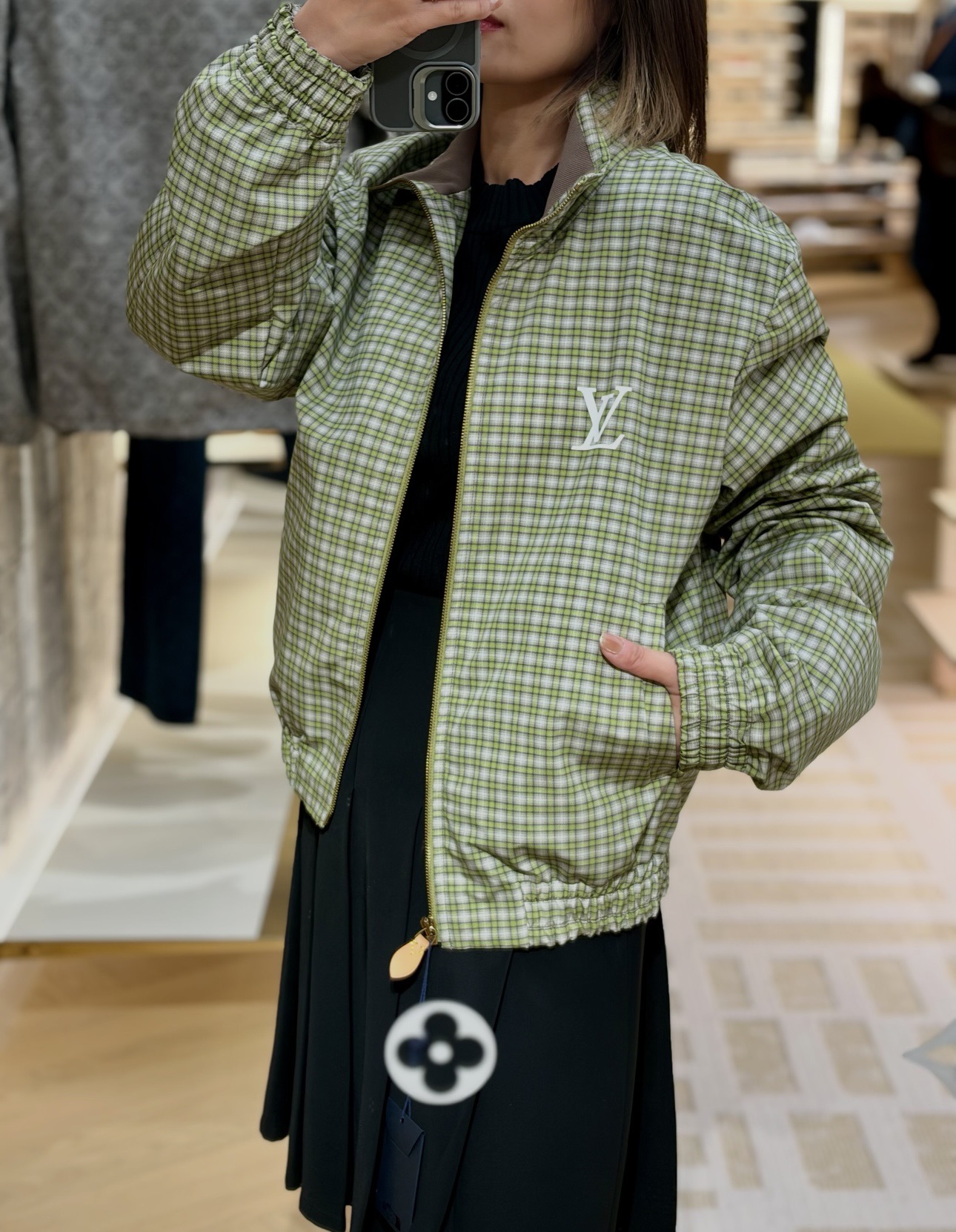 Gingham Zip Windbreaker — product photograph