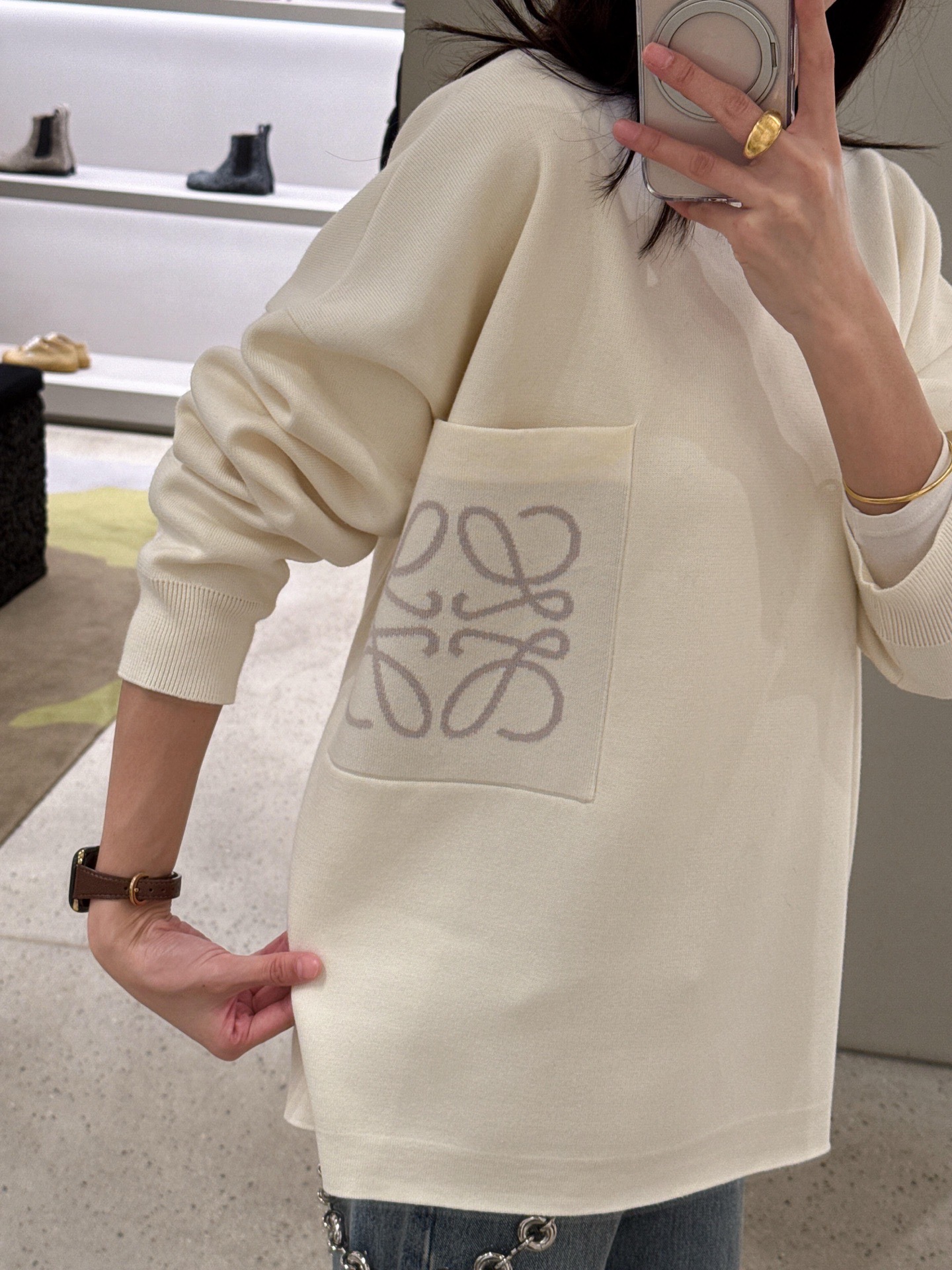 Anagram Pocket Crewneck Sweater — product photograph