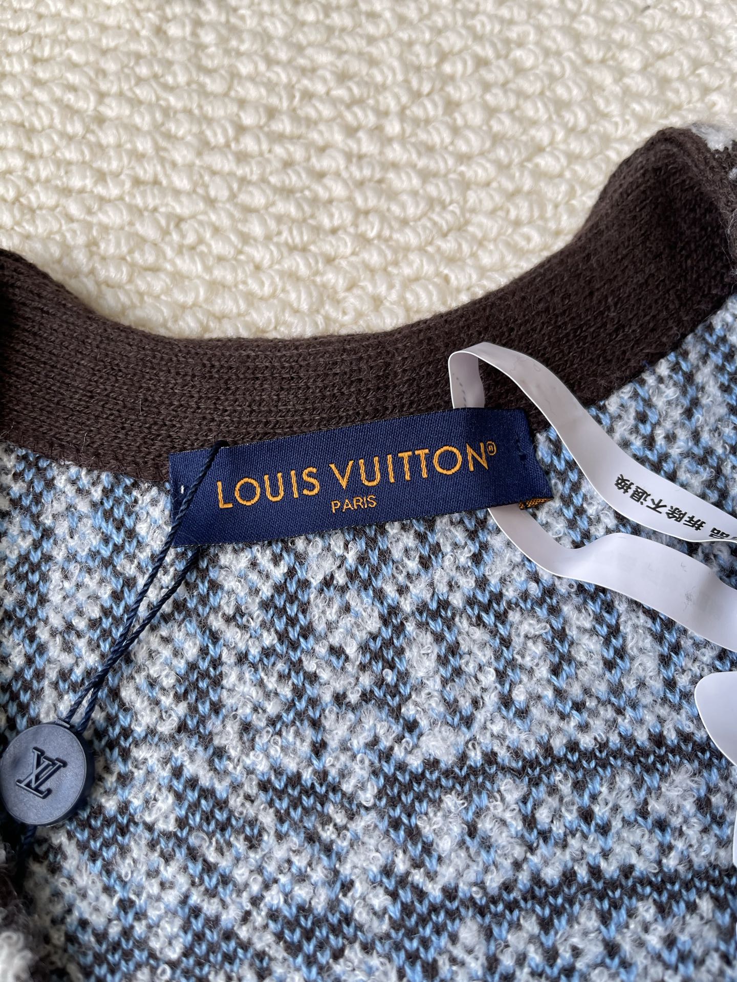 Plaid Crewneck Cardigan — product photograph