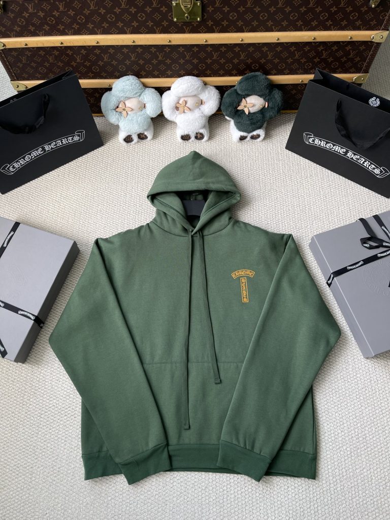 Gold-Lettering Green Hoodie — product photograph
