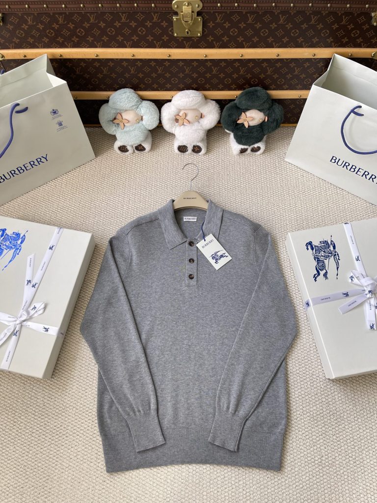 Classic Long-Sleeve Knit Polo — product photograph