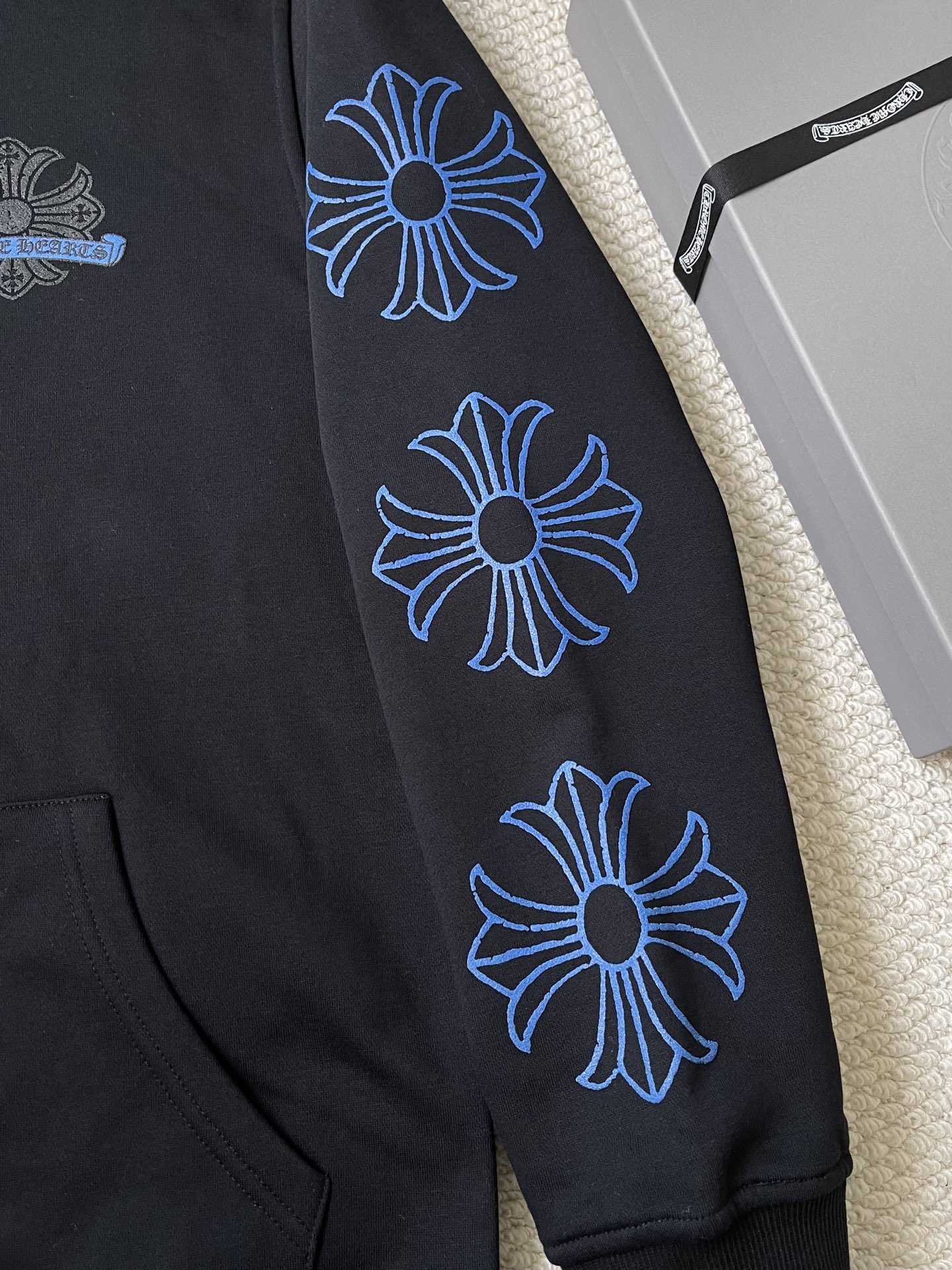 Blue-Floral Zip Hoodie — product photograph