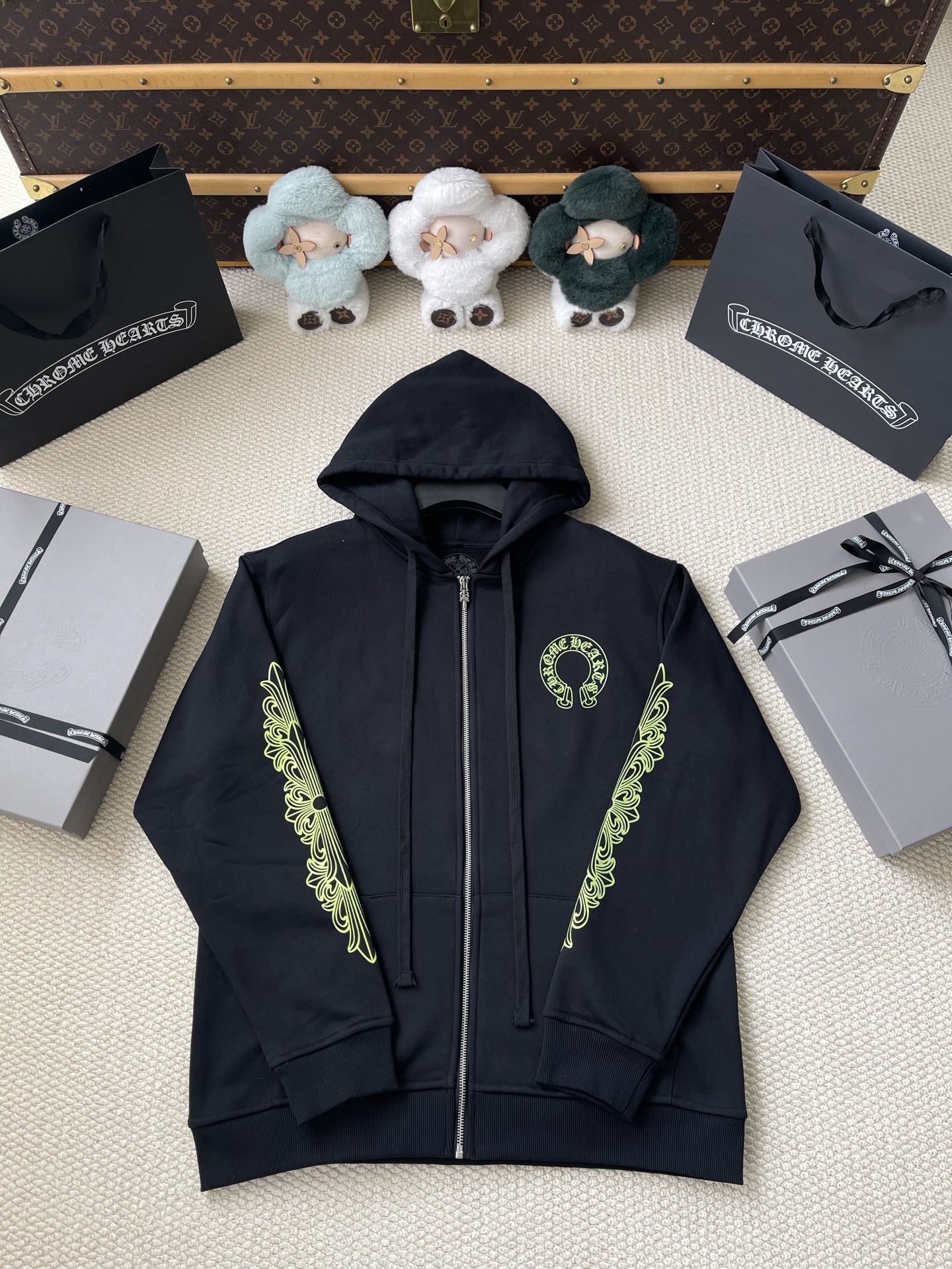 Lime Horseshoe Zip Hoodie — product photograph