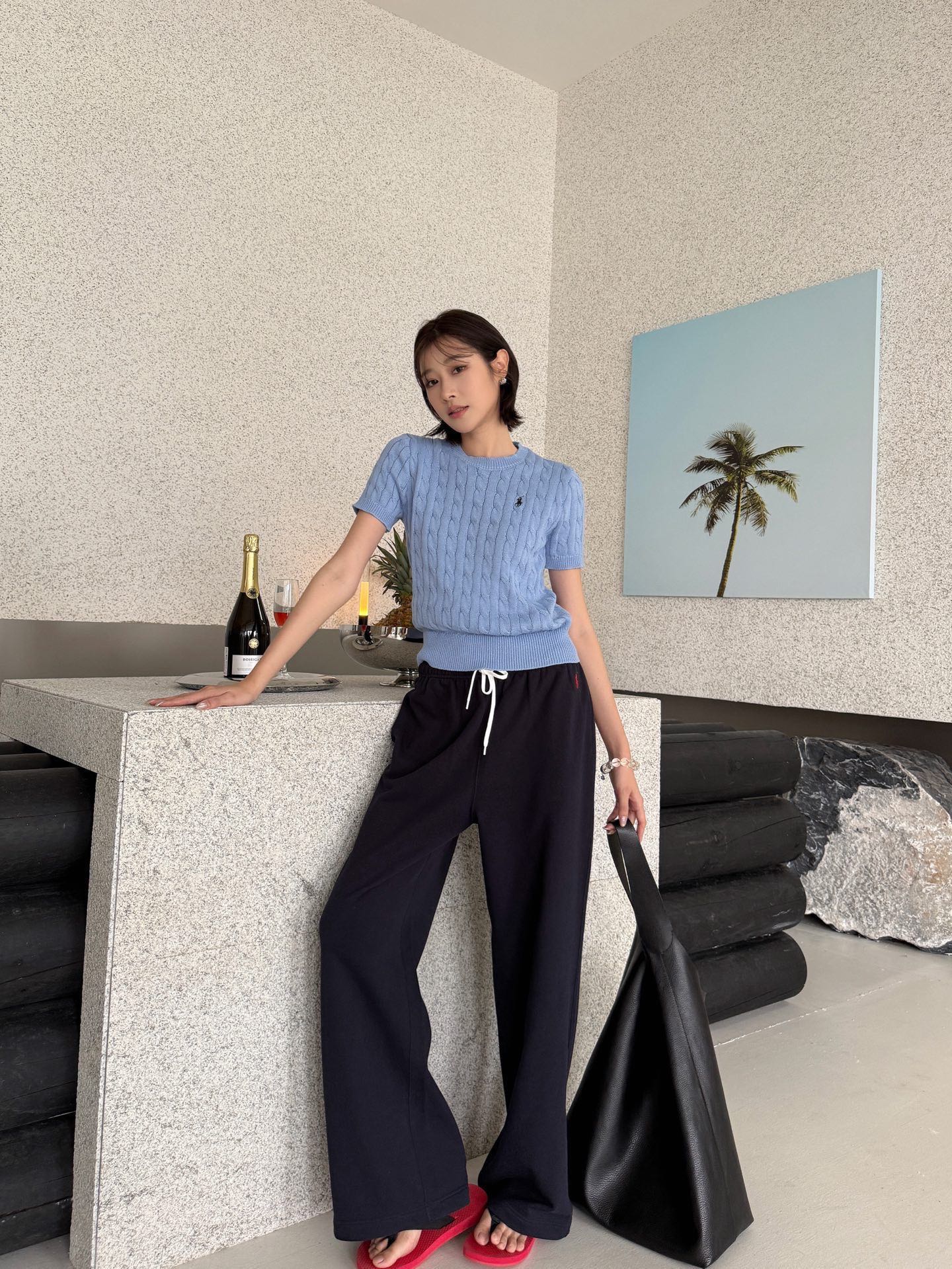 Pony-Embroidered Wide-Leg Sweatpants — product photograph