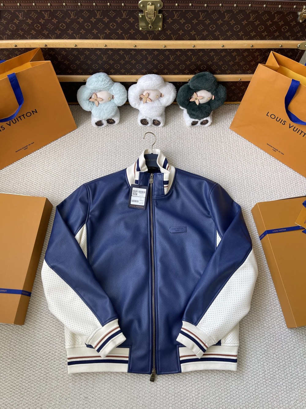 Contrast-Sleeve Zip Varsity Jacket — product photograph