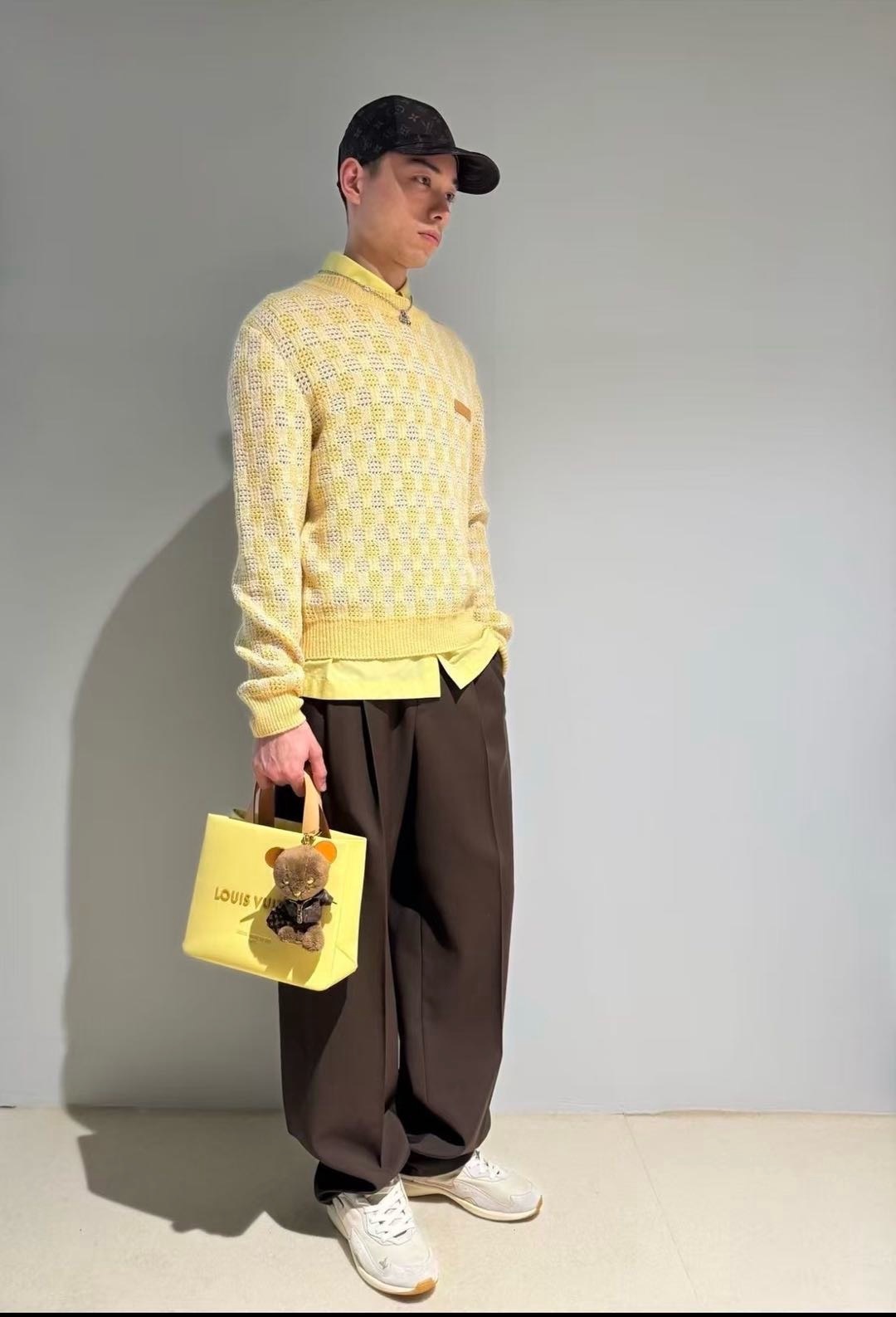 Openwork Check Crewneck Sweater — product photograph