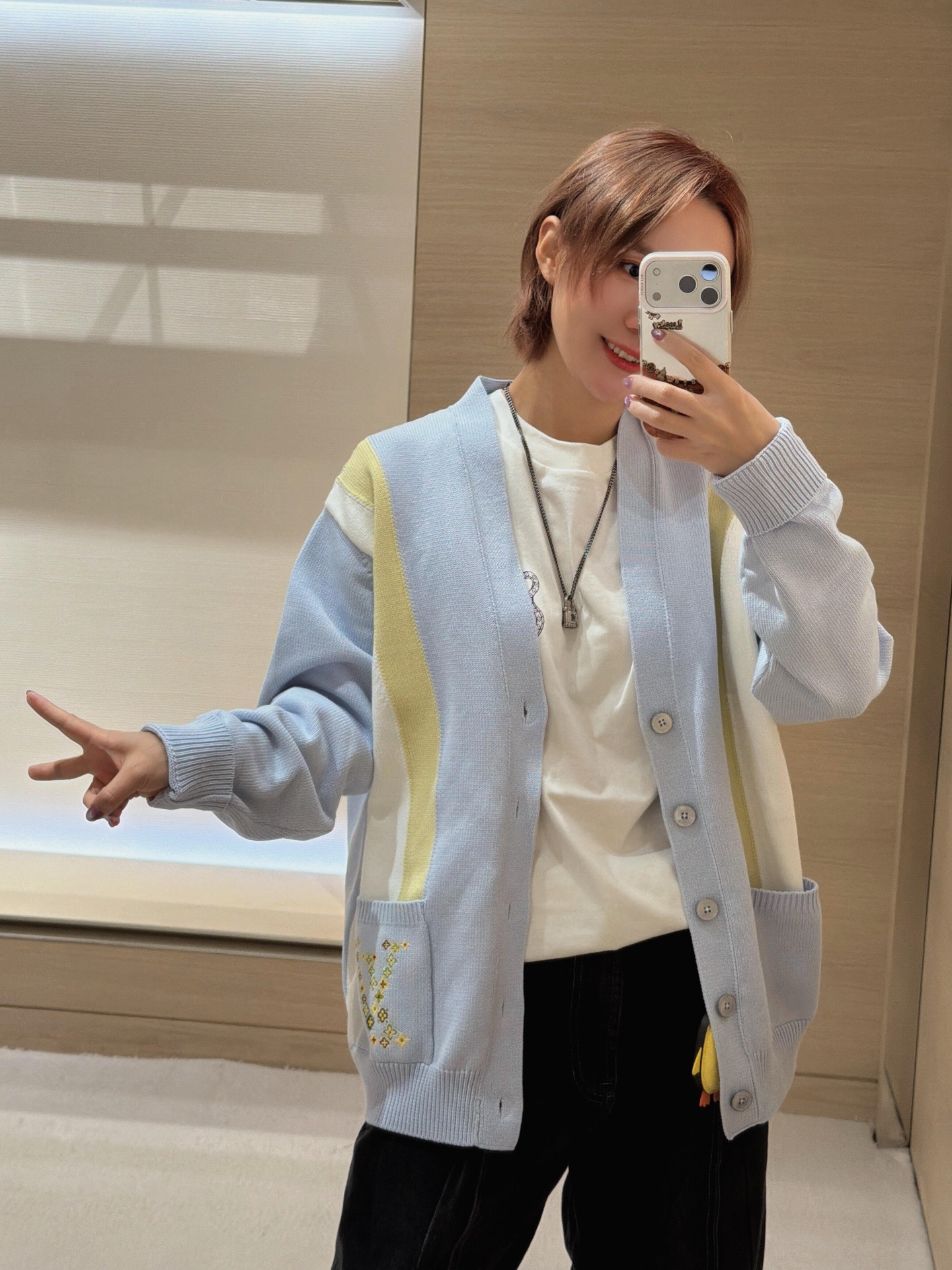 Color-Block Pocket Cardigan — product photograph