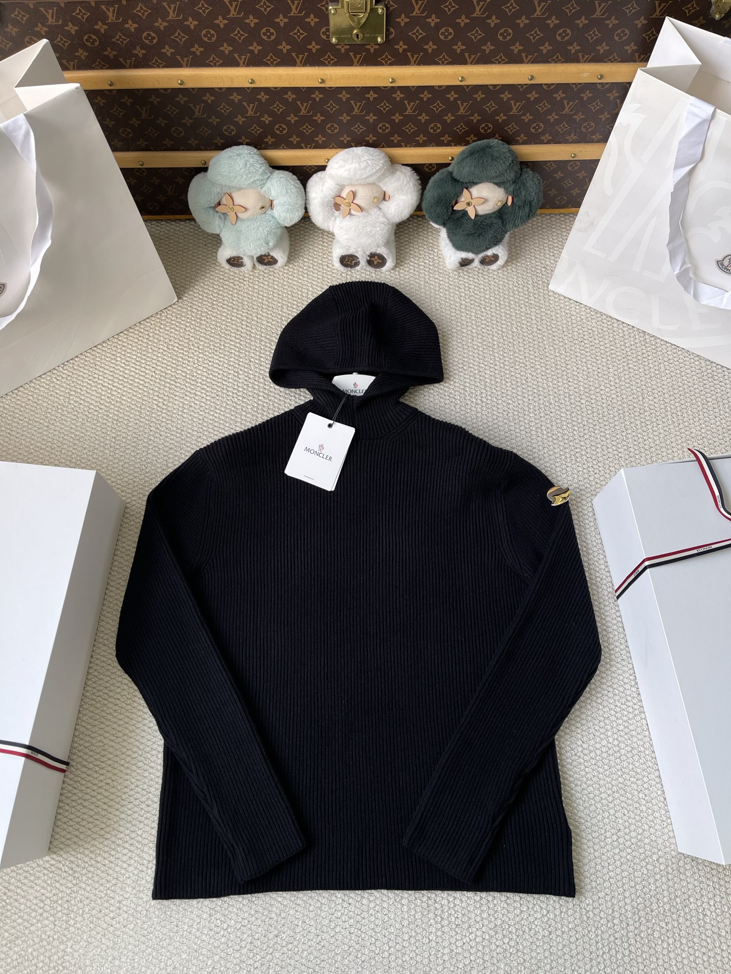 Rib-Knit Pullover Hoodie — product photograph