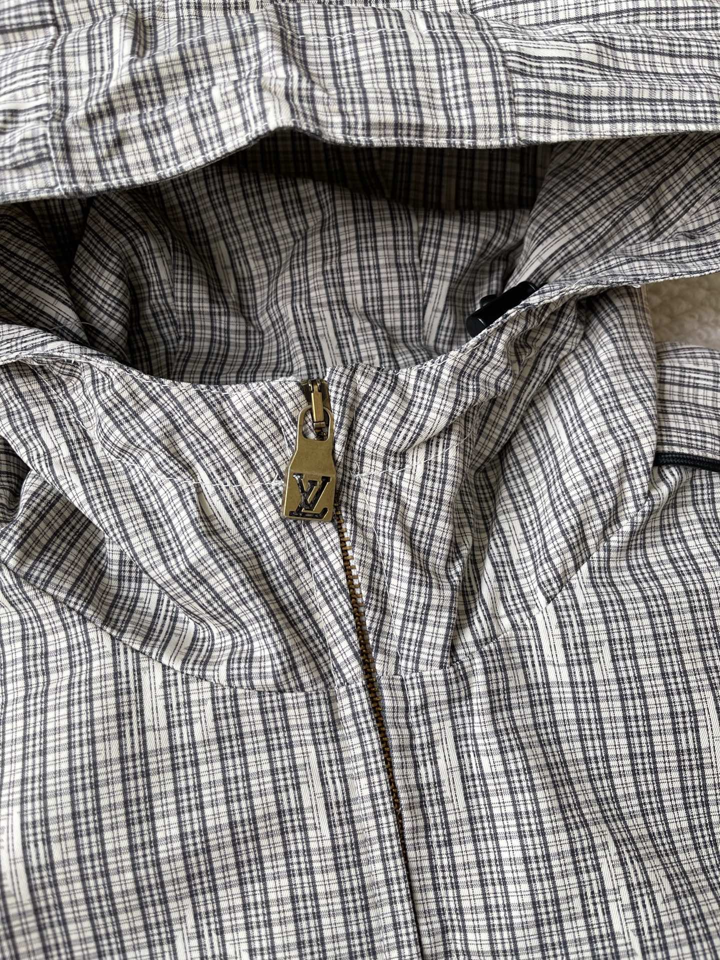 Checked Half-Zip Hooded Jacket — product photograph