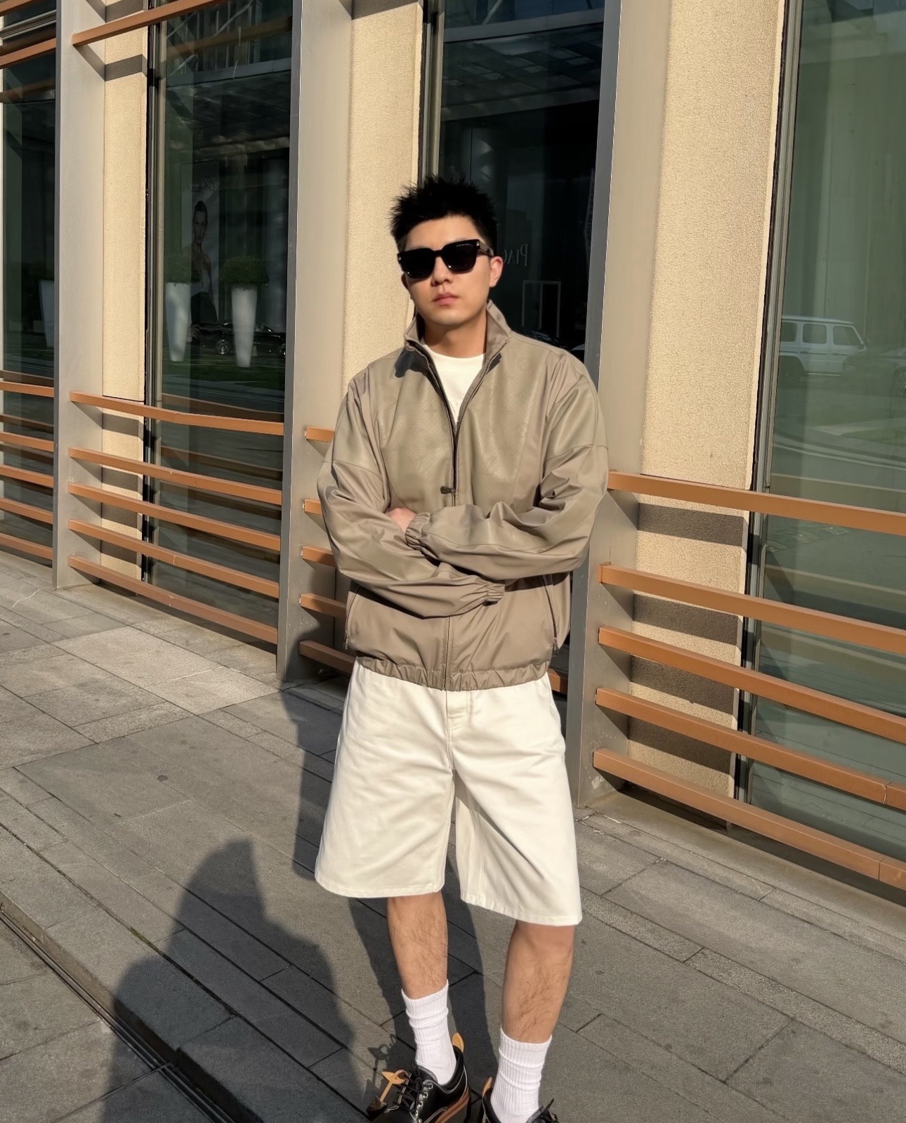 Panelled Zip-Pocket Bomber Jacket — product photograph