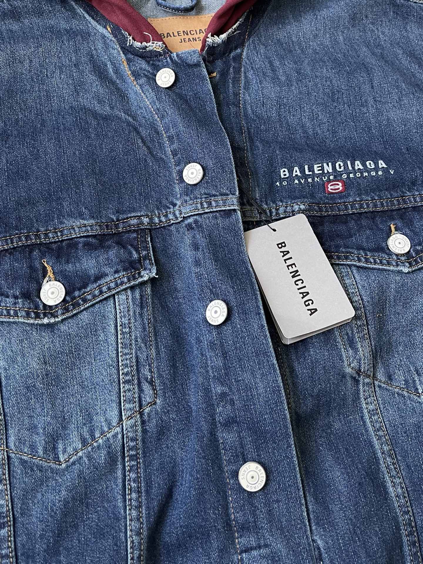 Contrast-Hood Denim Bomber — product photograph