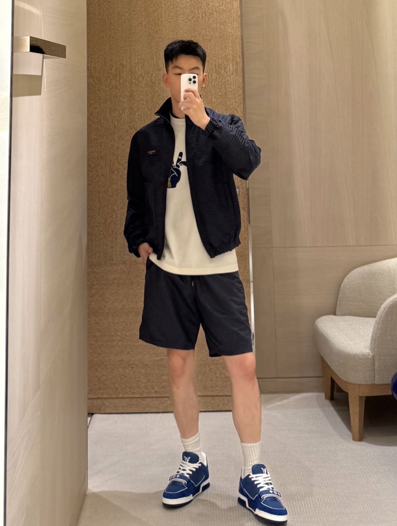 Tonal Pattern Drawstring Shorts — product photograph