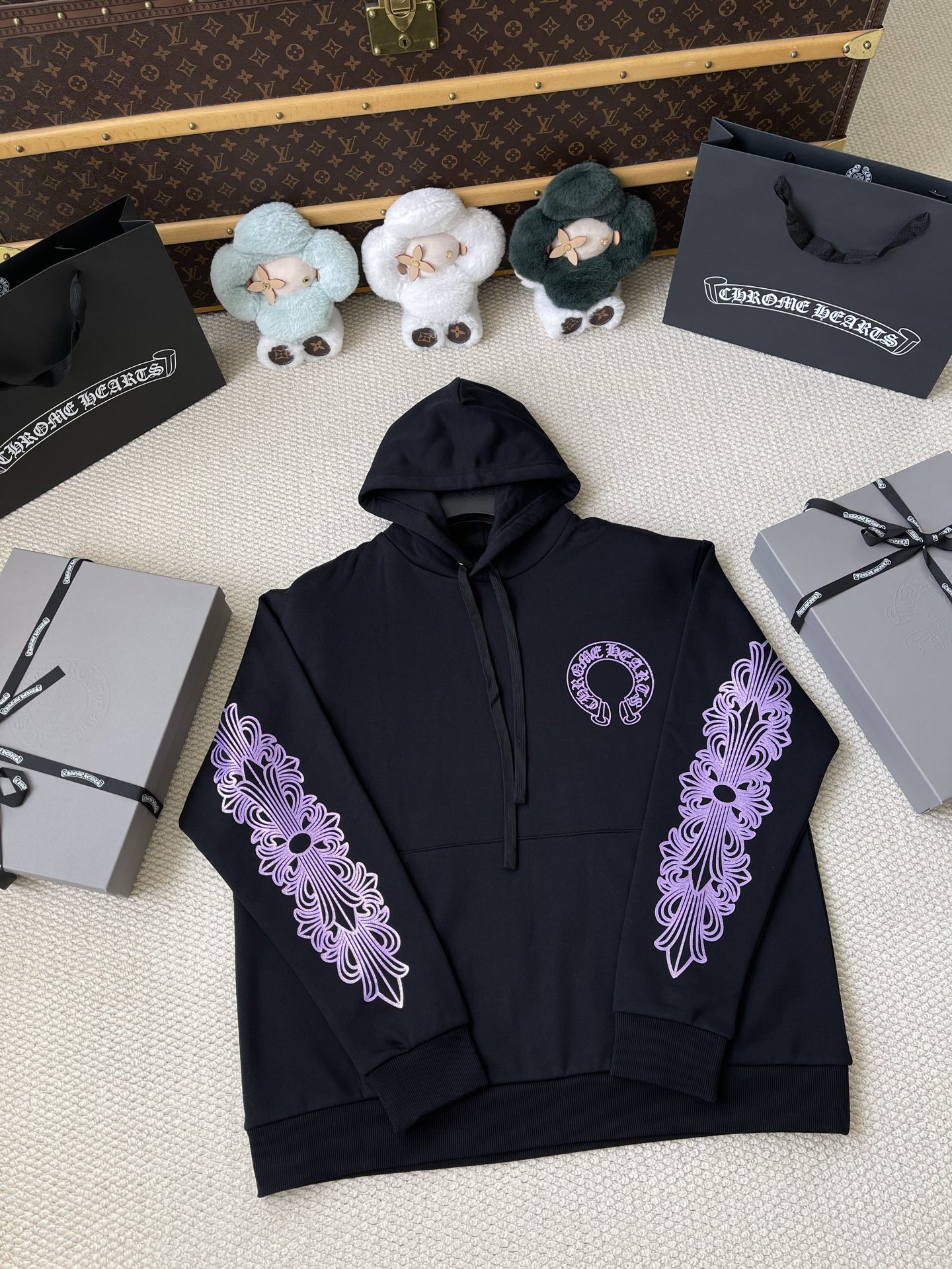 Purple-Graphic Pullover Hoodie — product photograph