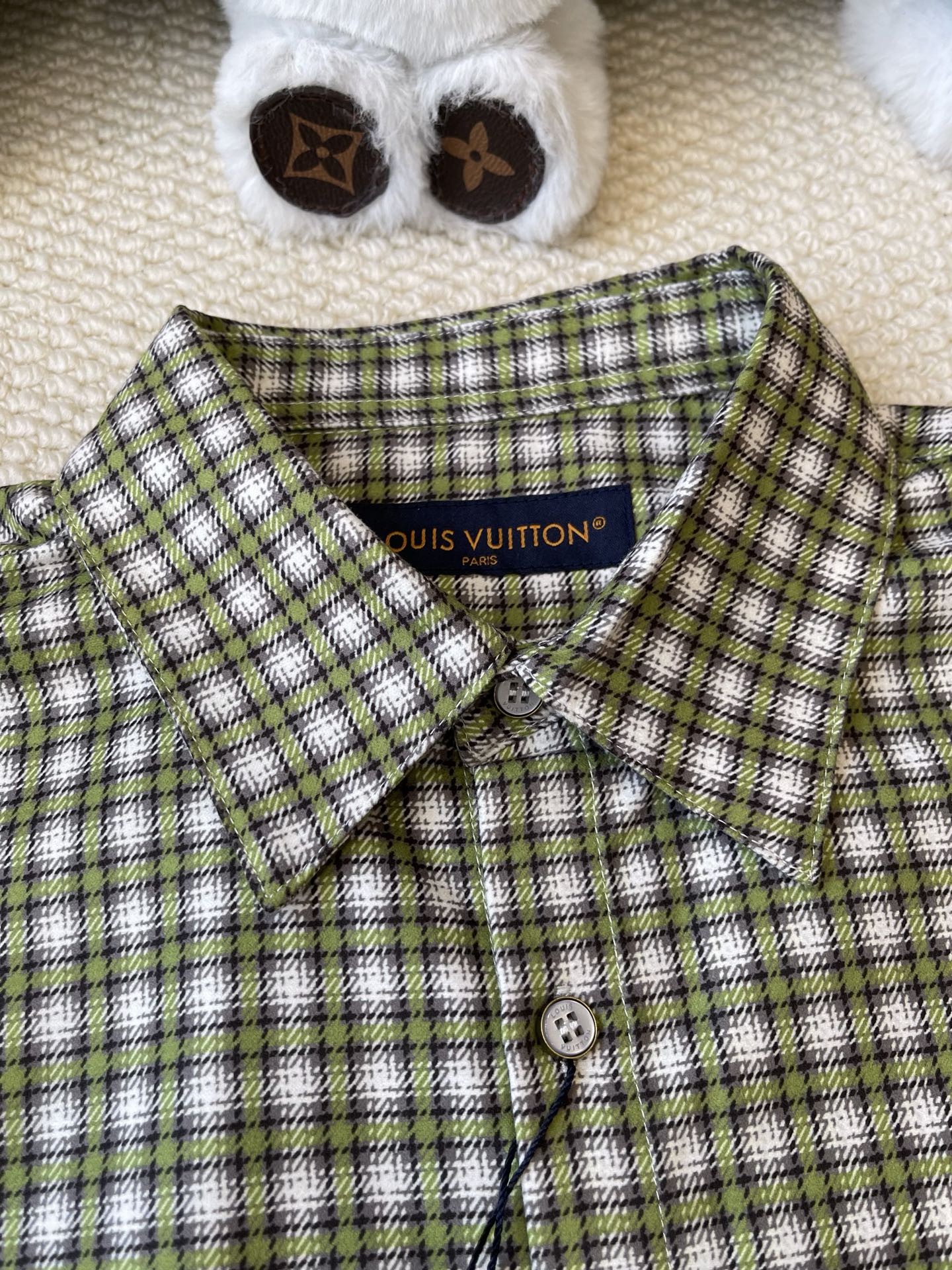 Monogram-Pocket Gingham Shirt — product photograph