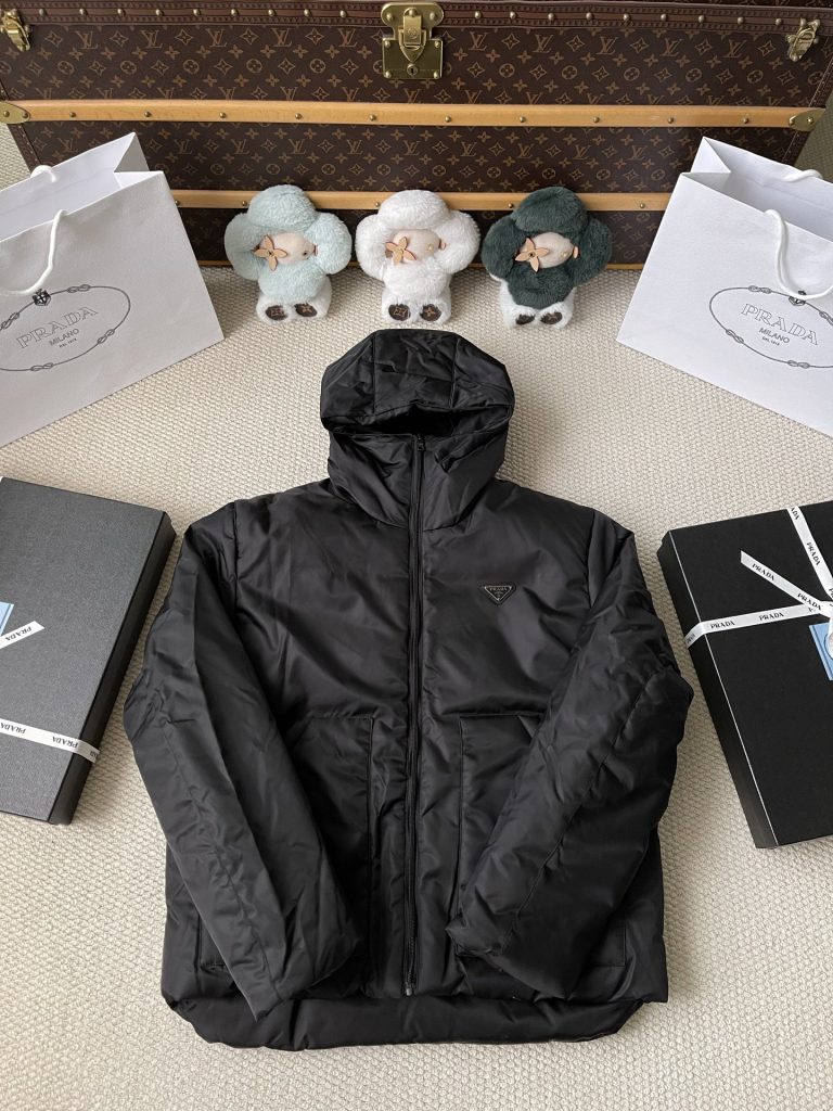 Triangle-Badge Hooded Quilted Jacket — product photograph