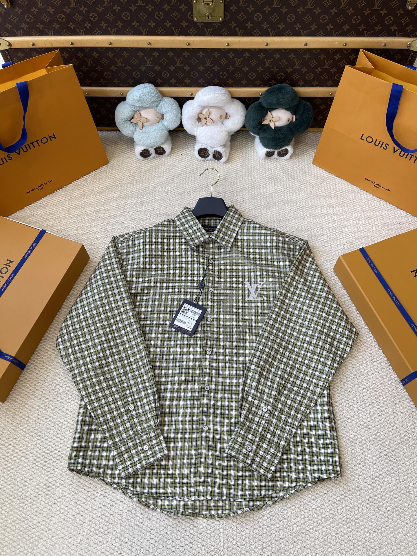 Monogram-Pocket Gingham Shirt — product photograph