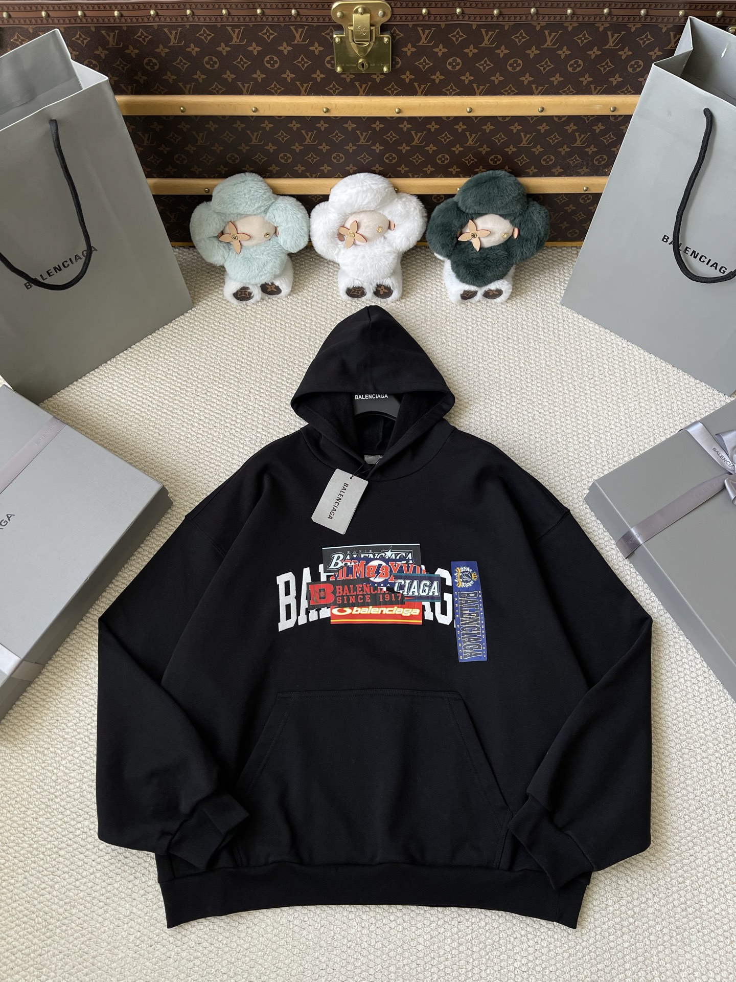 Collage-Wordmark Pullover Hoodie — product photograph