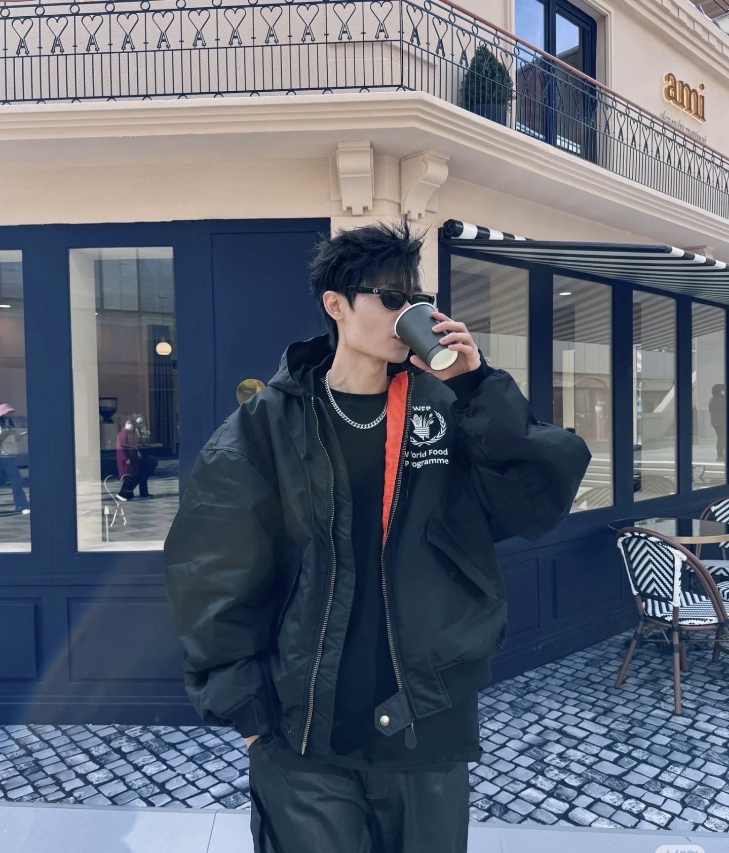 WFP-Graphic Hooded Bomber — product photograph