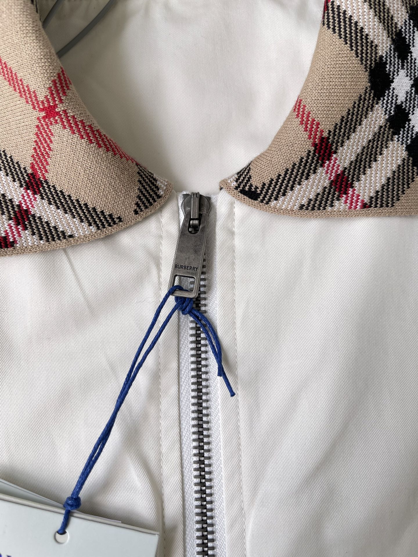 Check-Collar Zip Jacket — product photograph