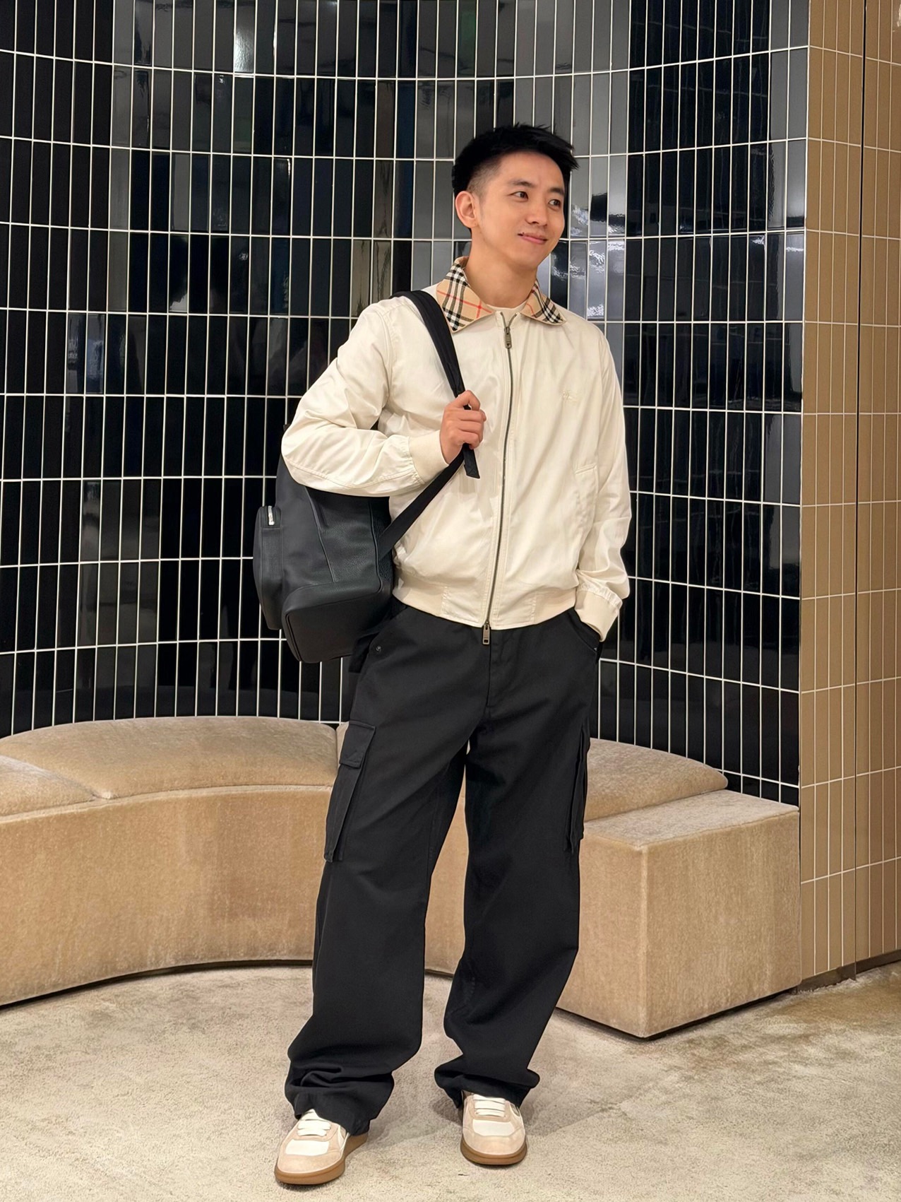 Check-Collar Zip Jacket — product photograph