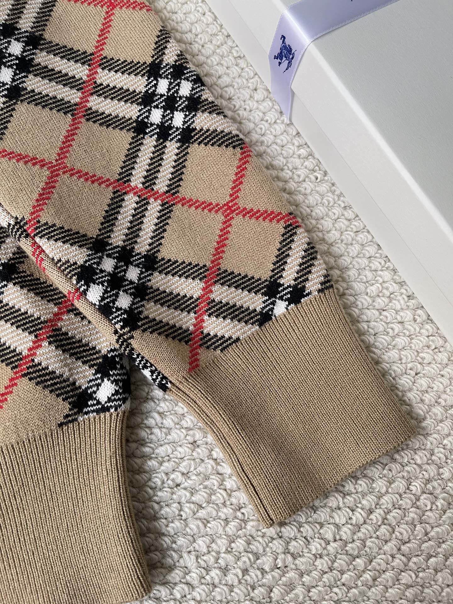 Diagonal-Check Crewneck Sweater — product photograph