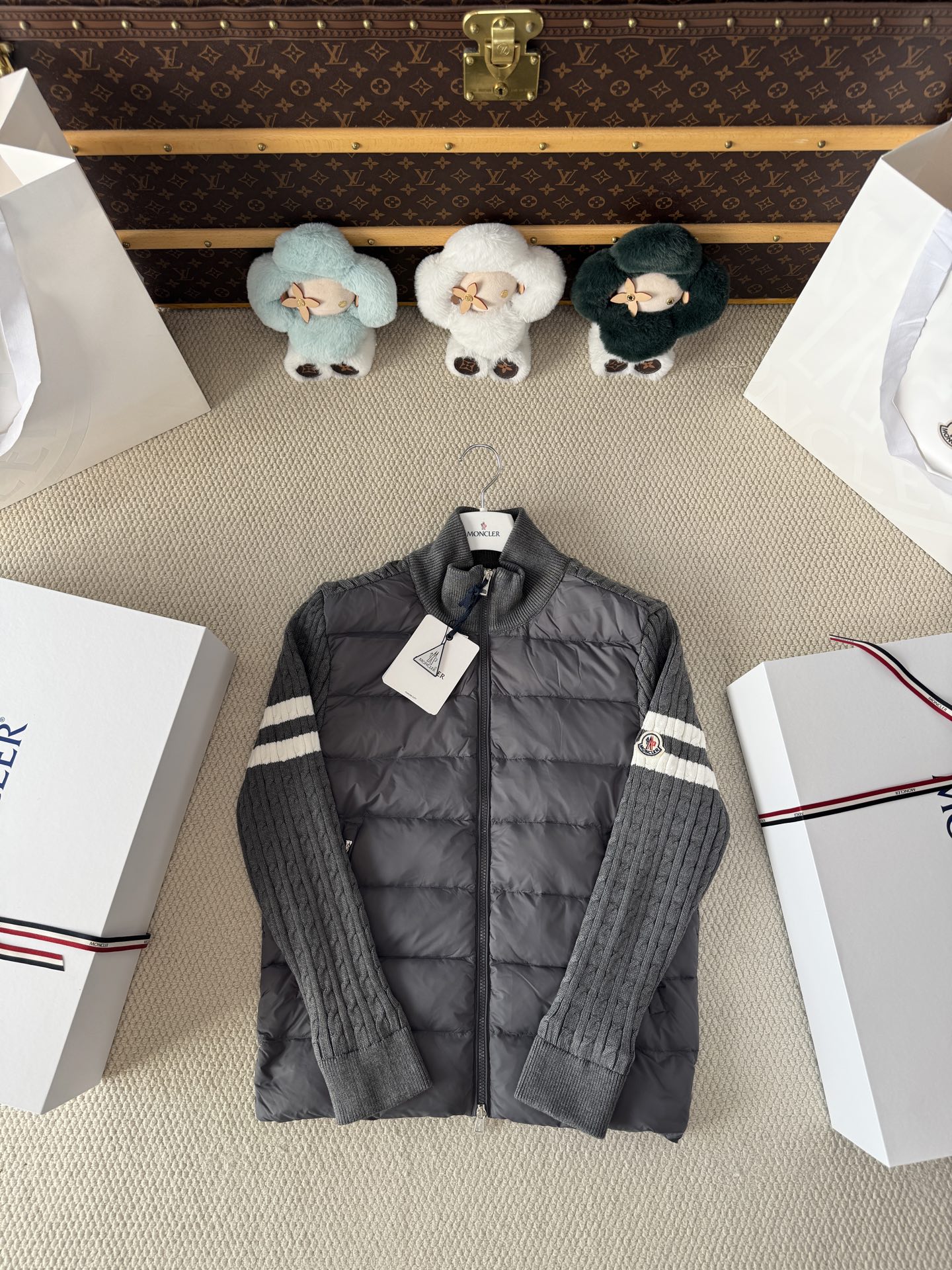 Cable-Sleeve Hybrid Quilted Jacket — product photograph