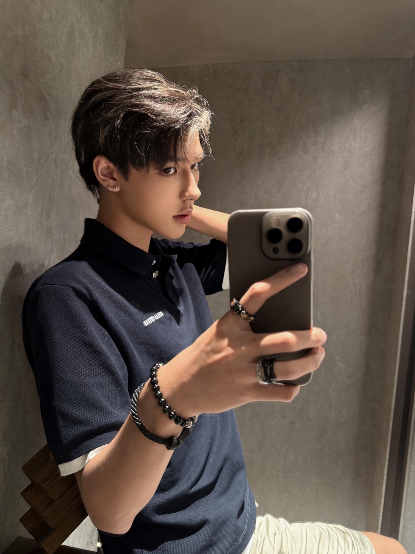 Layered-Trim Short-Sleeve Polo — product photograph