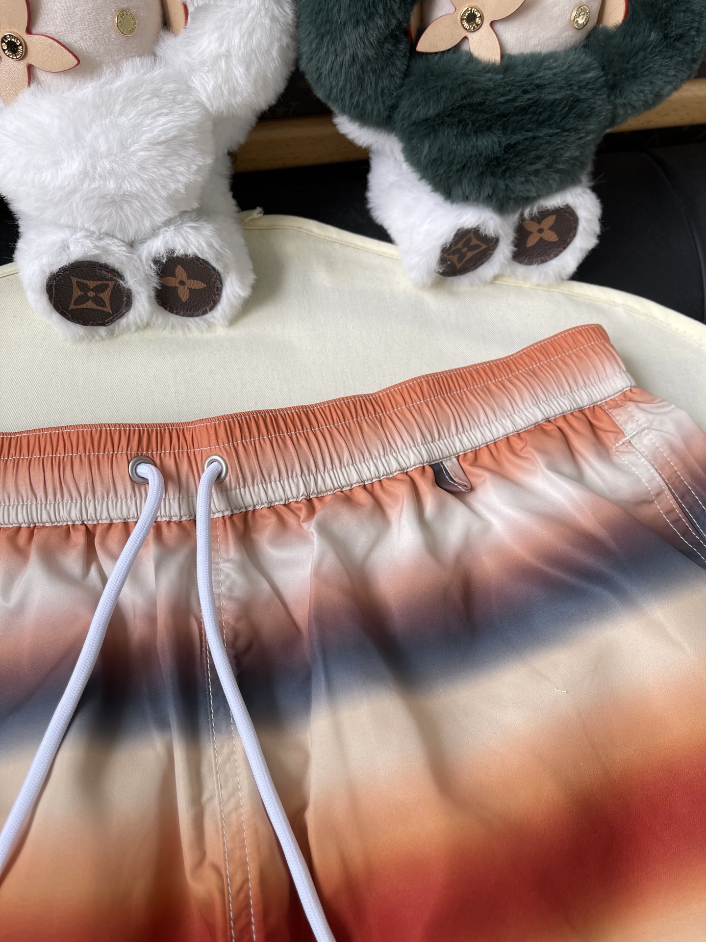 Sunset-Stripe Drawstring Shorts — product photograph