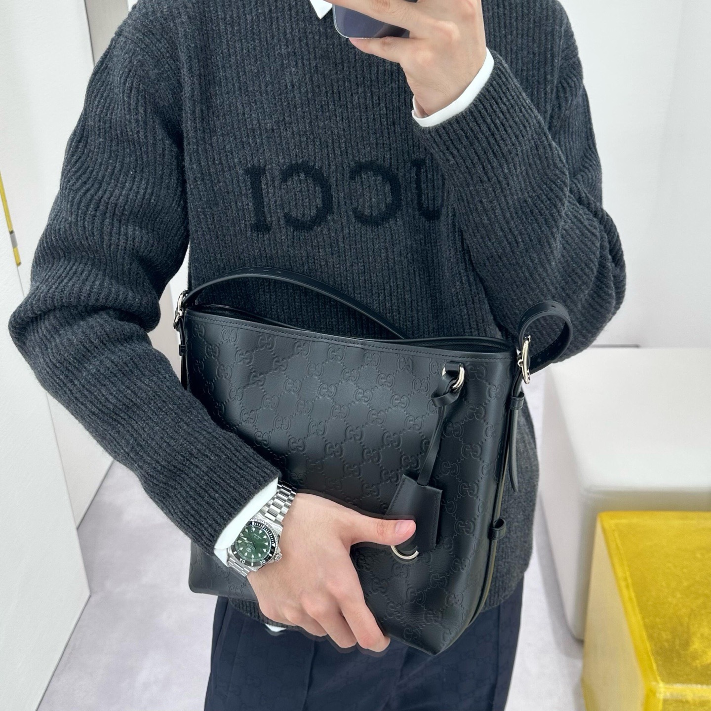 Tonal Lettering Crewneck Sweater — product photograph