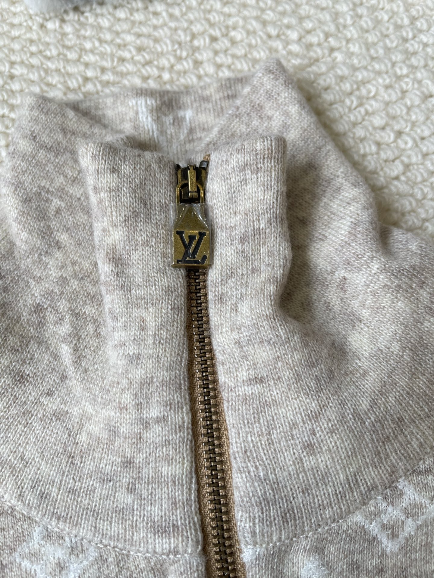 Monogram-Yoke Half-Zip Sweater — product photograph
