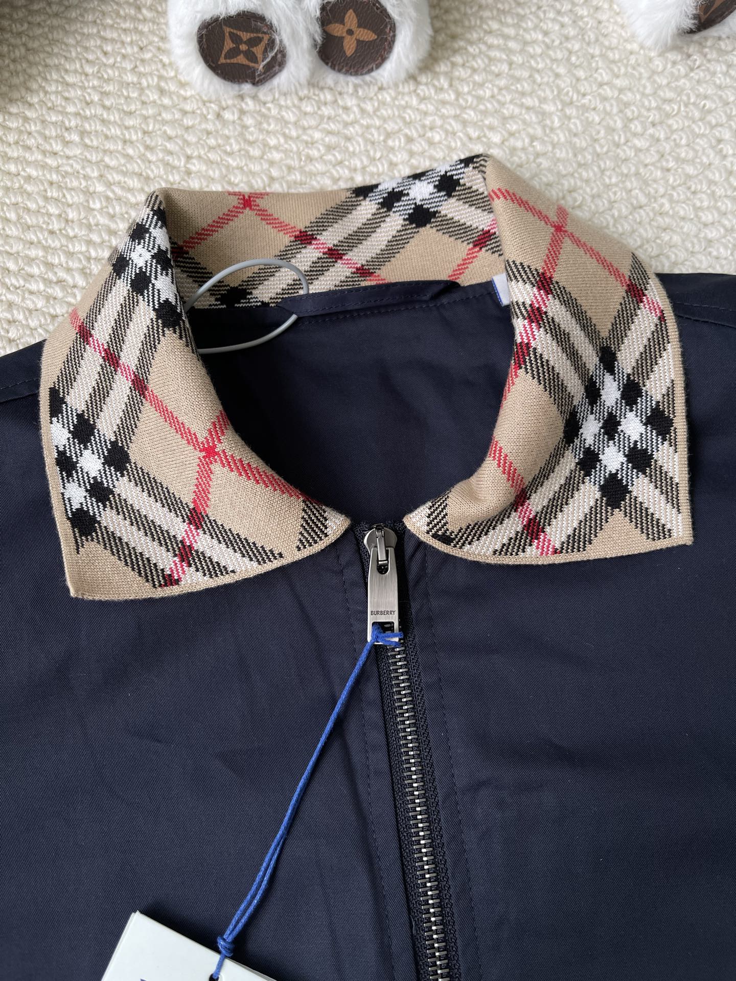 Check-Collar Zip Jacket — product photograph