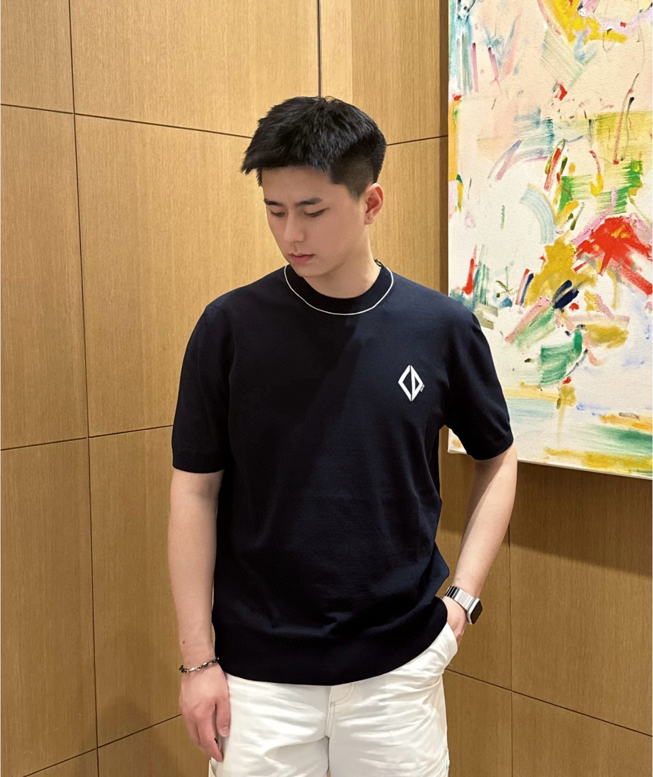 Diamond Emblem Knit T-Shirt — product photograph