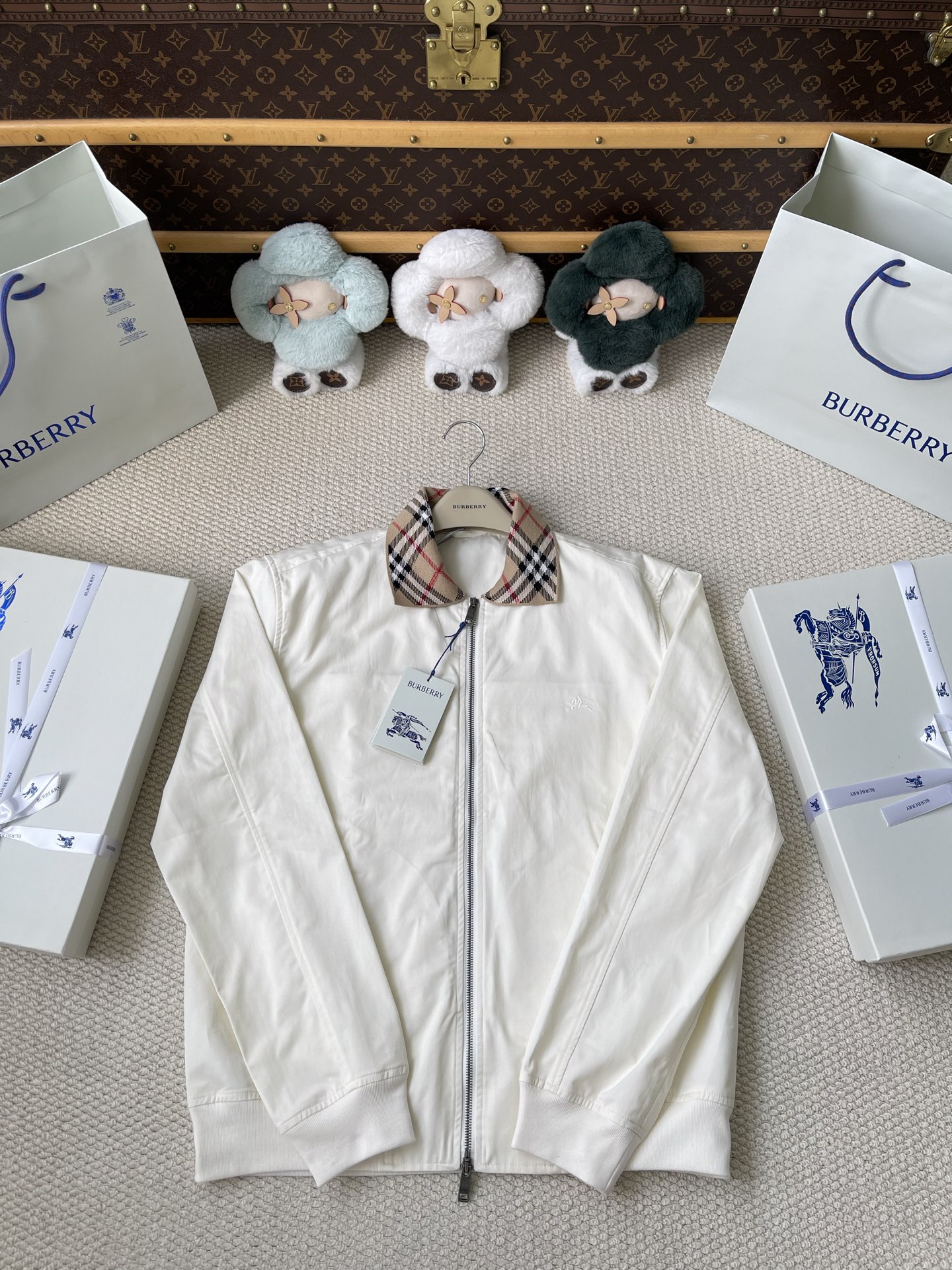 Check-Collar Zip Jacket — product photograph